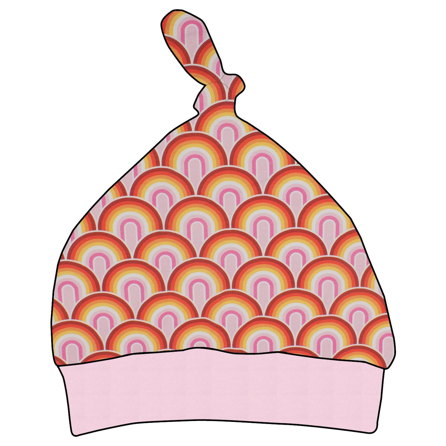 Kinder Knotenmütze Regenbogen rosa