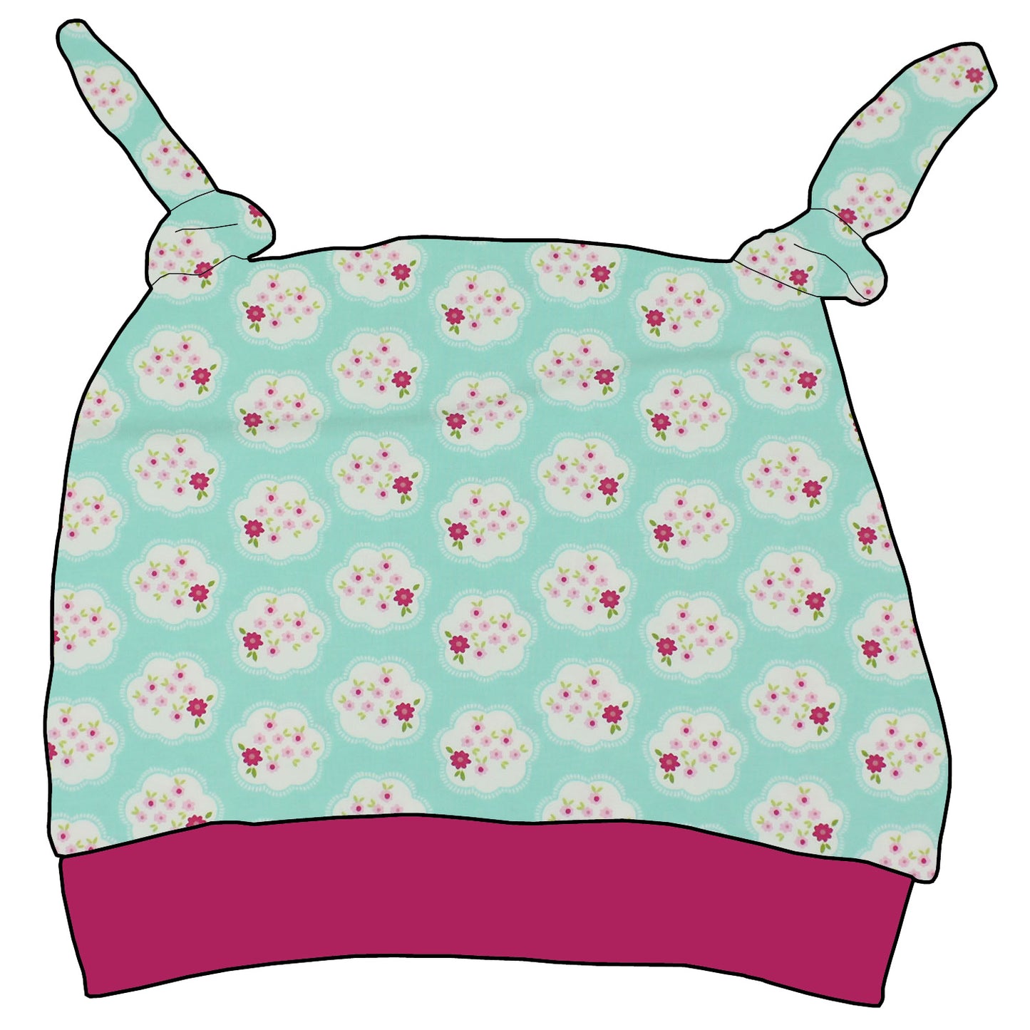 Kinder Knotenmütze Blümchen