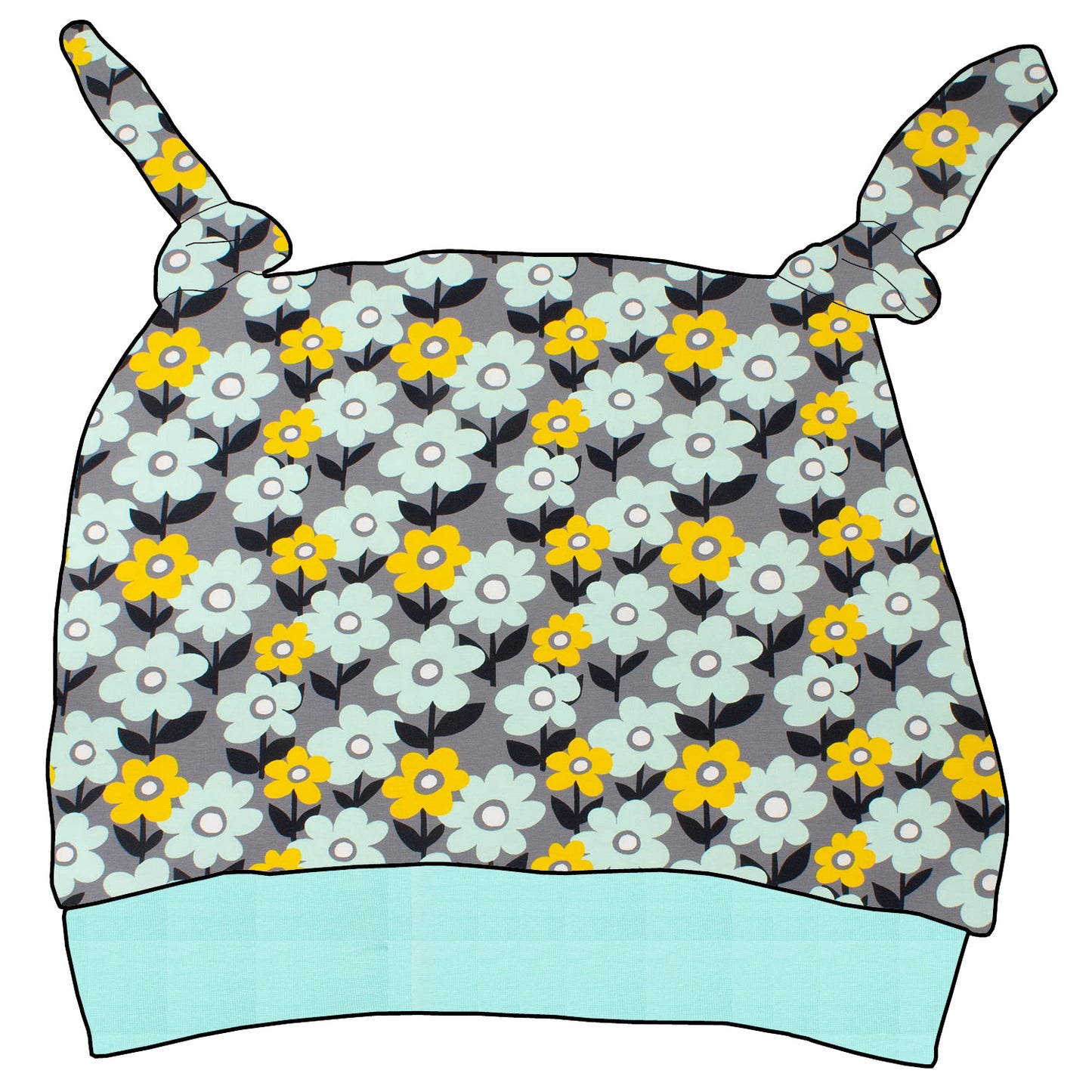 Kinder Knotenmütze Retro Blumenwiese