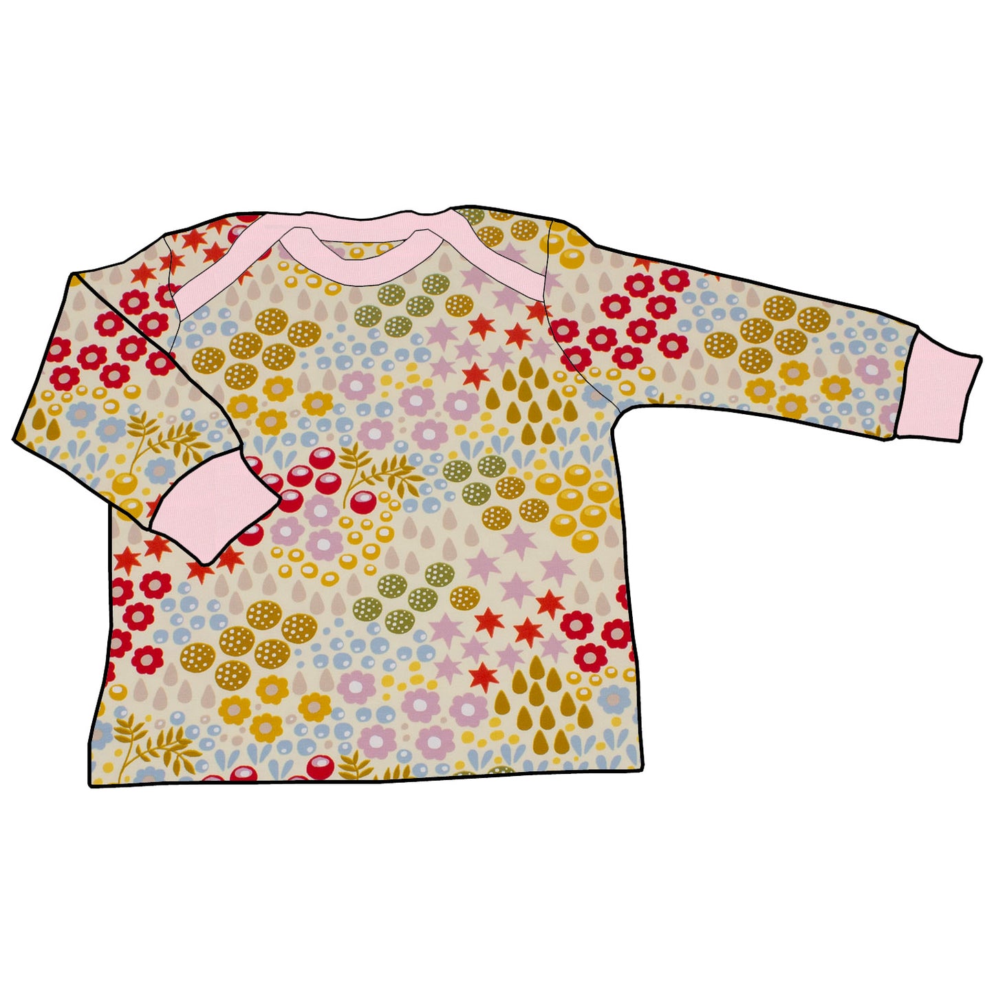 Babyshirt Retro Blumenwiese creme