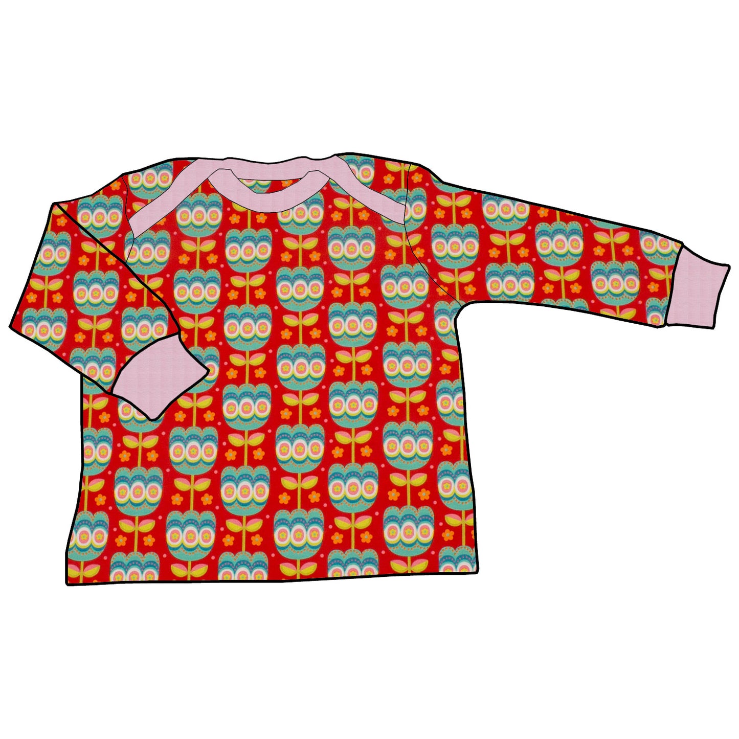 Babyshirt Retro Tulpen rot