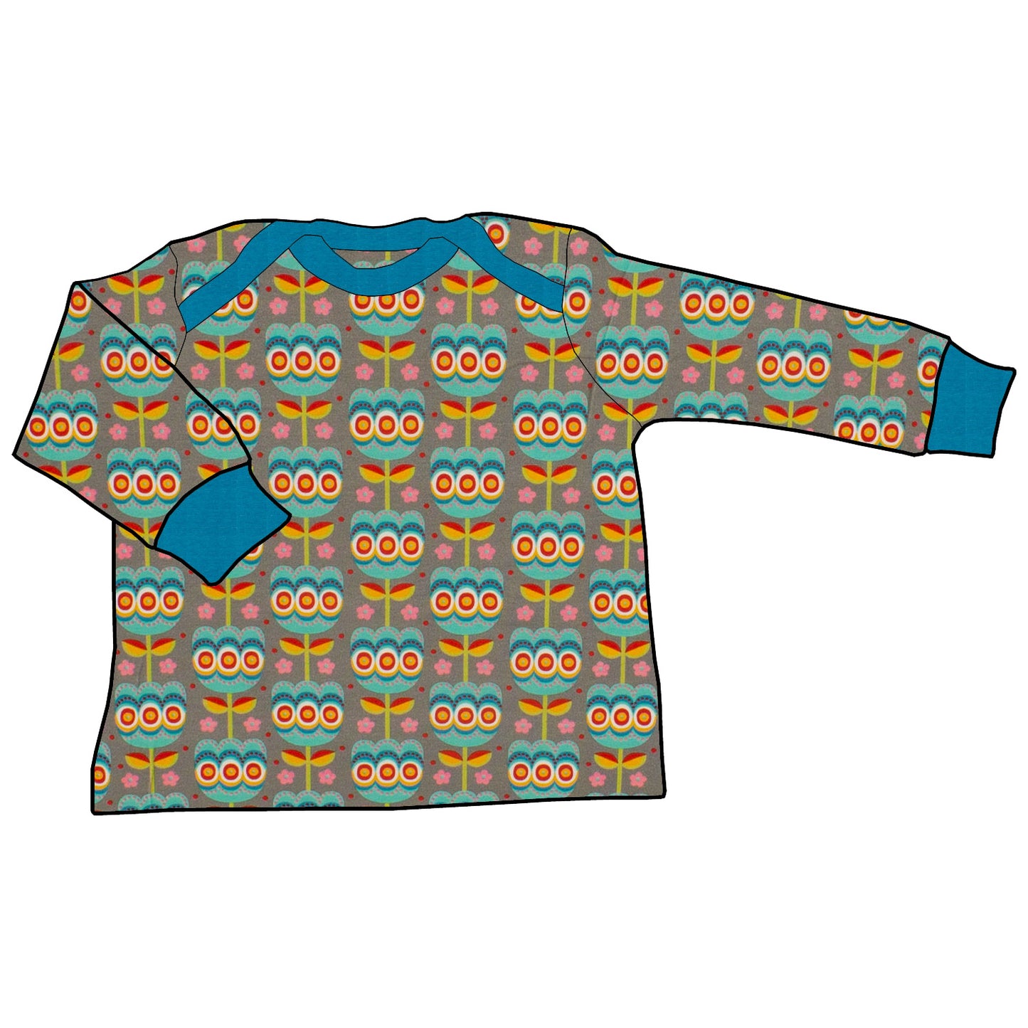 Babyshirt Retro Tulpen grau
