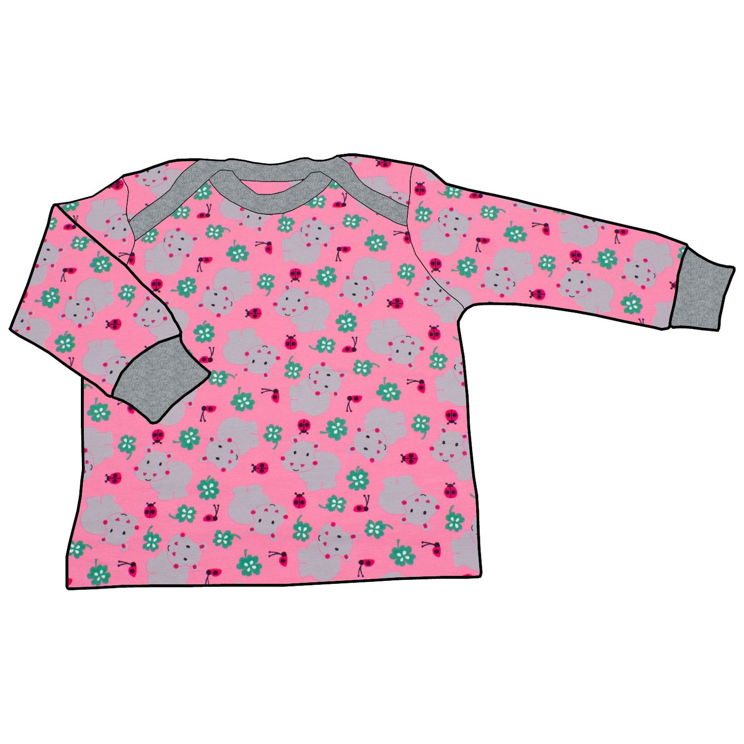 Babyshirt Nilpferd rosa