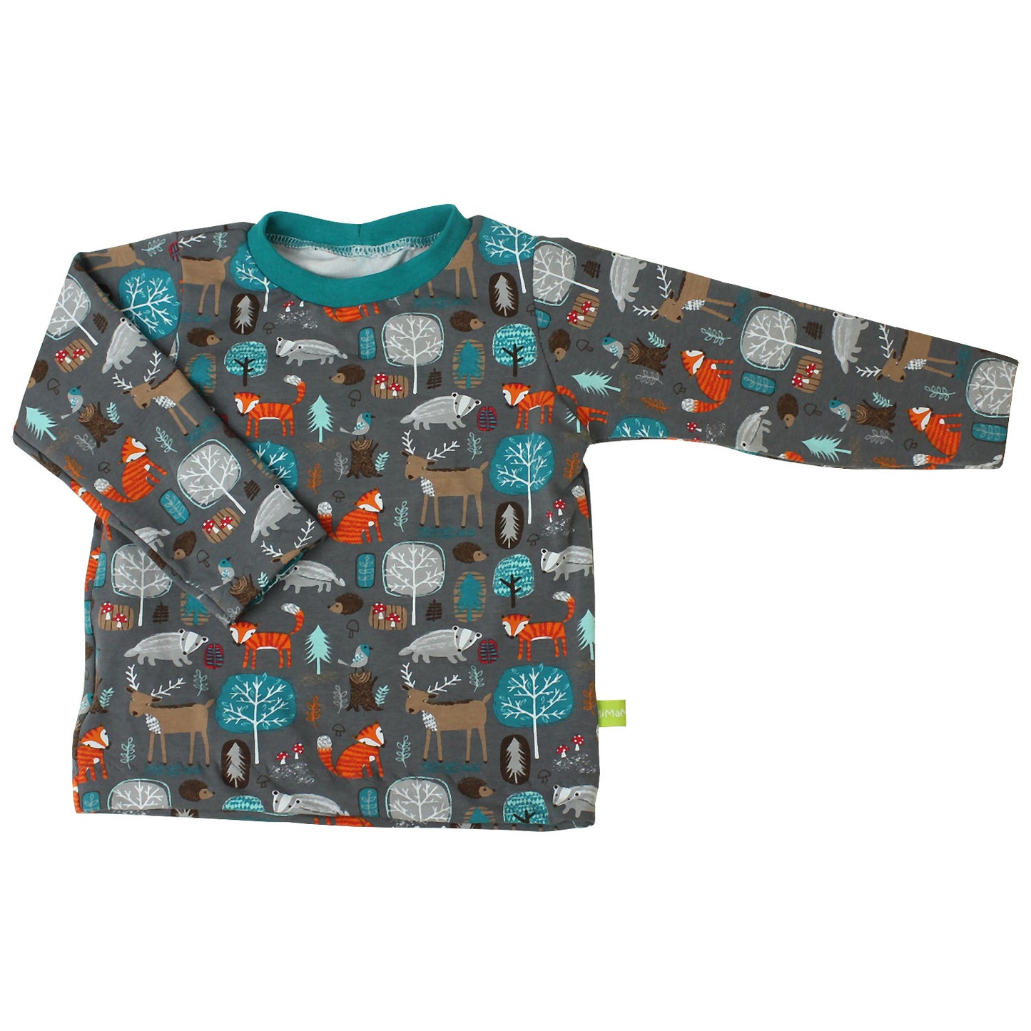 Kinder Basic Langarmshirt Waldtiere grau