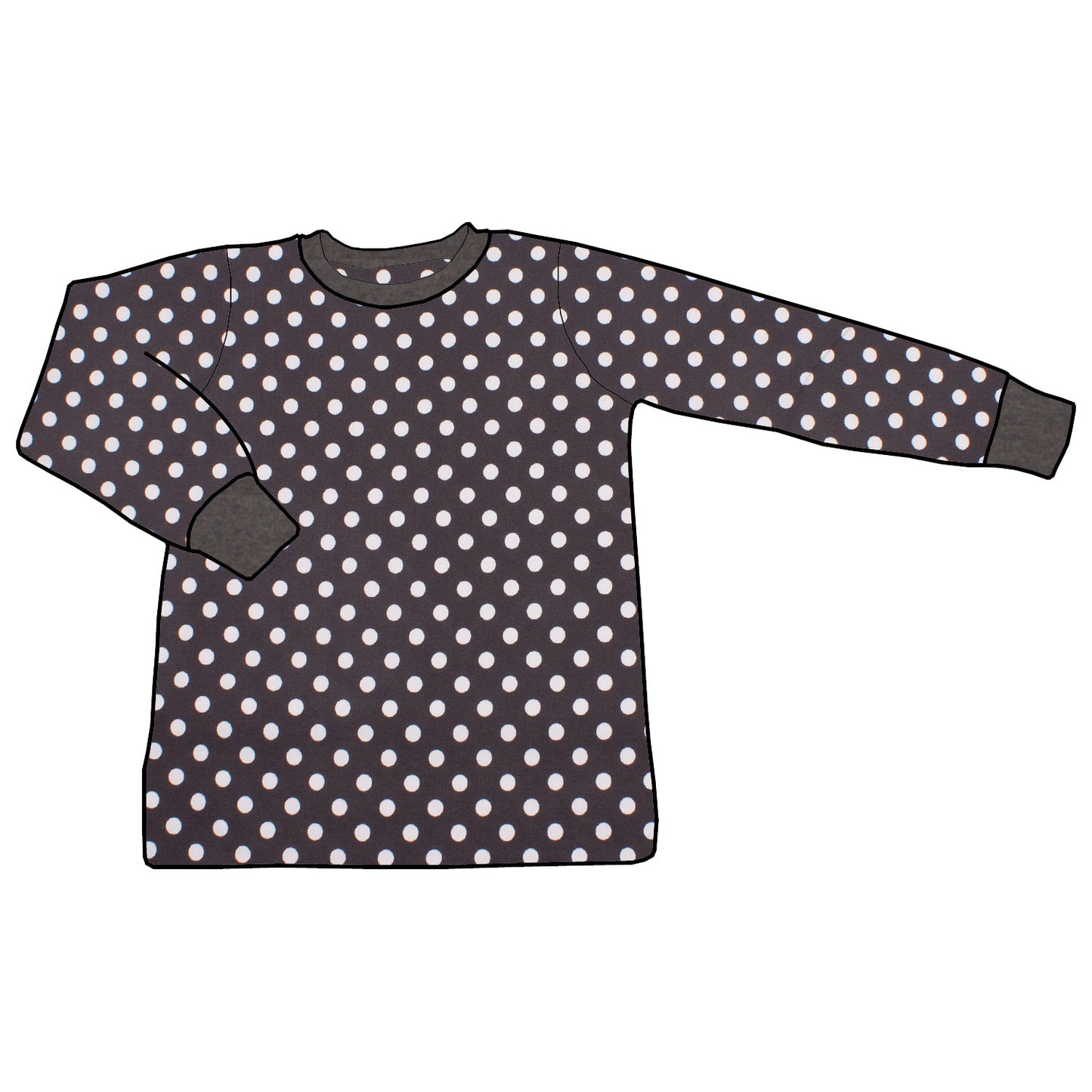 Kinder Basic Langarmshirt Punkte dunkelgrau