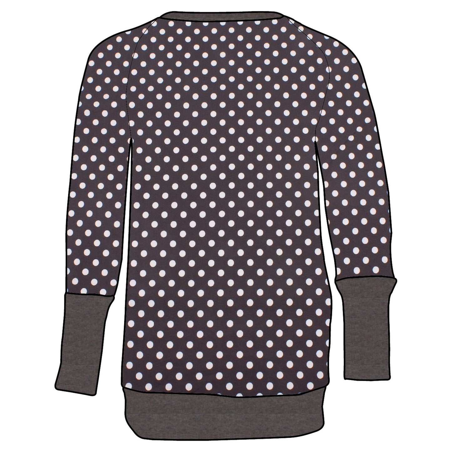 Kinder Retro Langarmshirt Punkte dunkelgrau