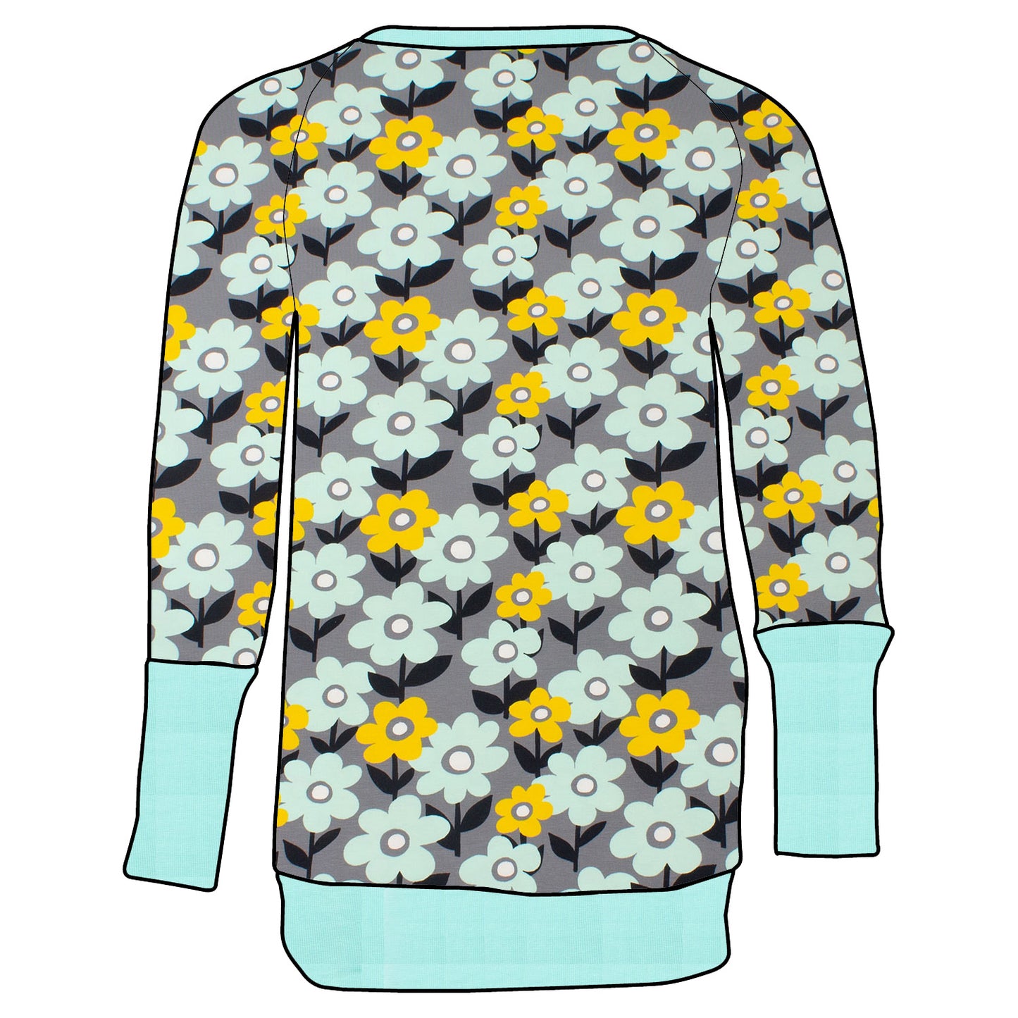 Kinder Retro Langarmshirt Retro Blumenwiese