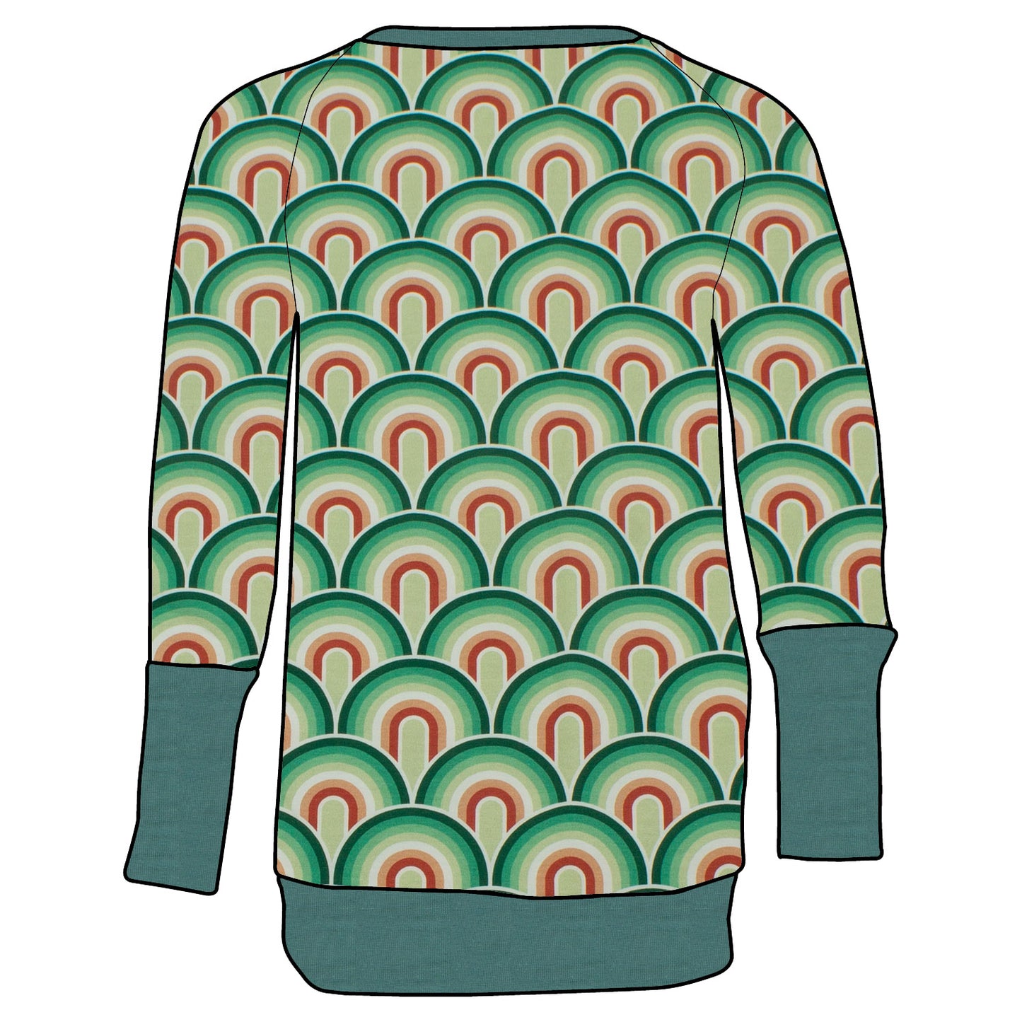 Kinder Retro Langarmshirt Regenbogen grün