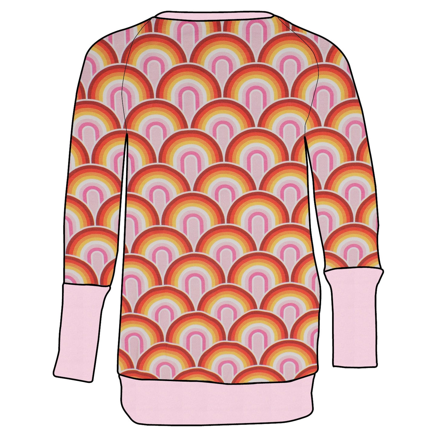 Kinder Retro Langarmshirt Regenbogen rosa