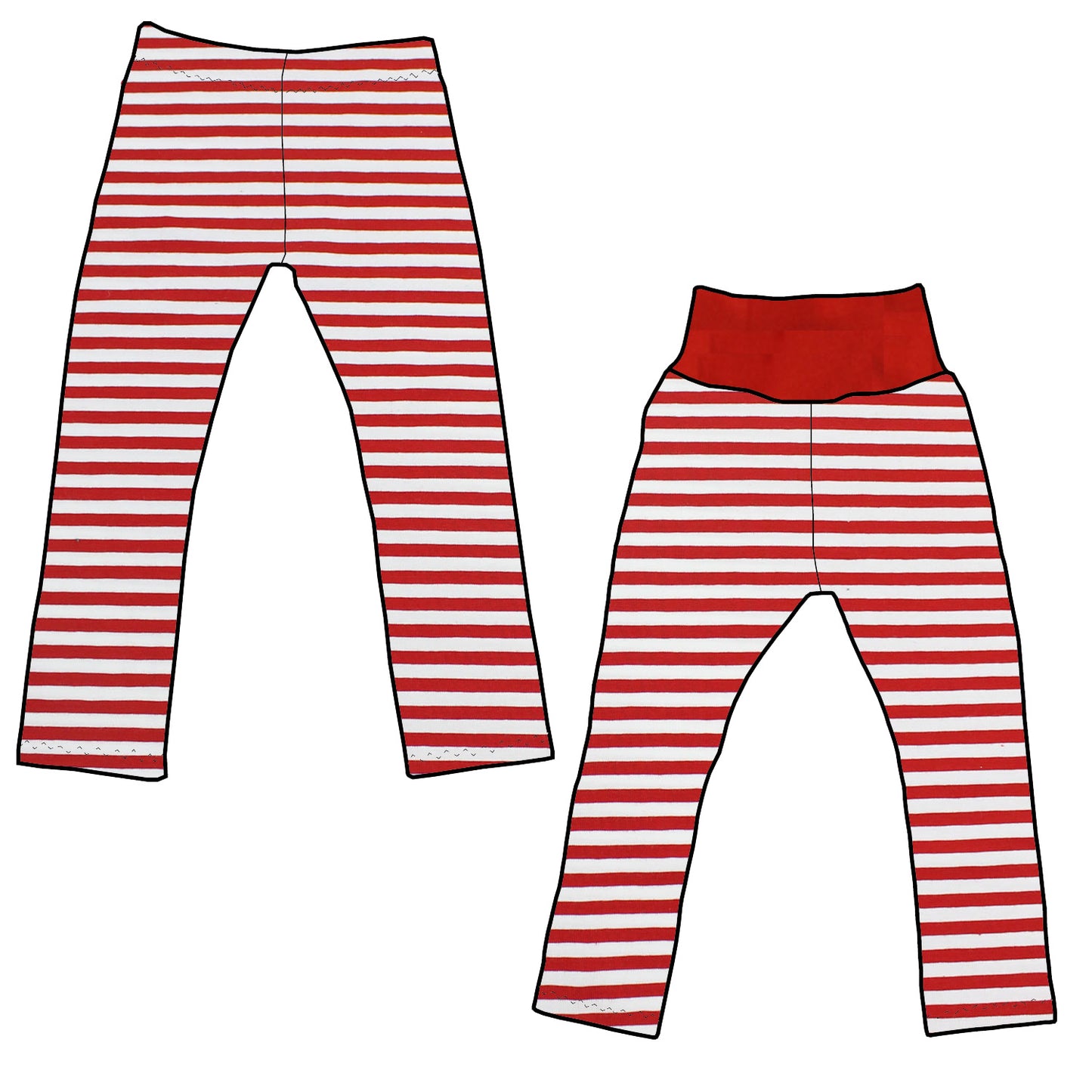 Kinder Leggings Skinny Hose Rote Ringel