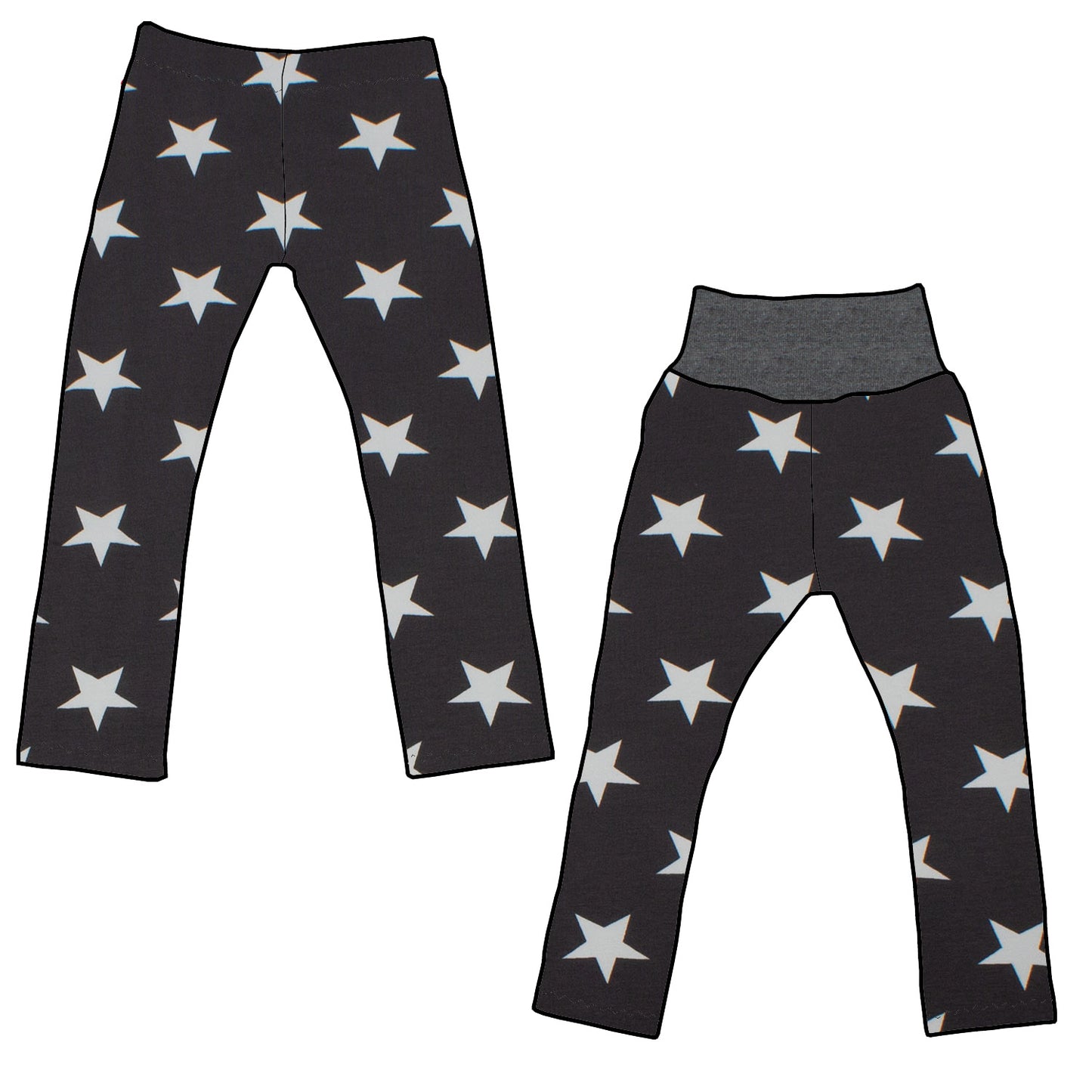 Kinder Leggings Skinny Hose Sterne grau