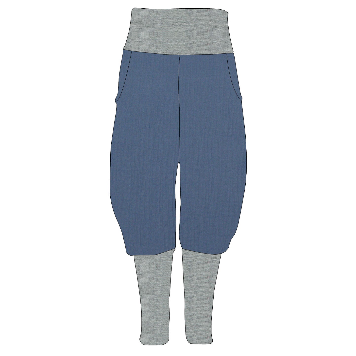 Damen Knickerbocker Musselin Blau