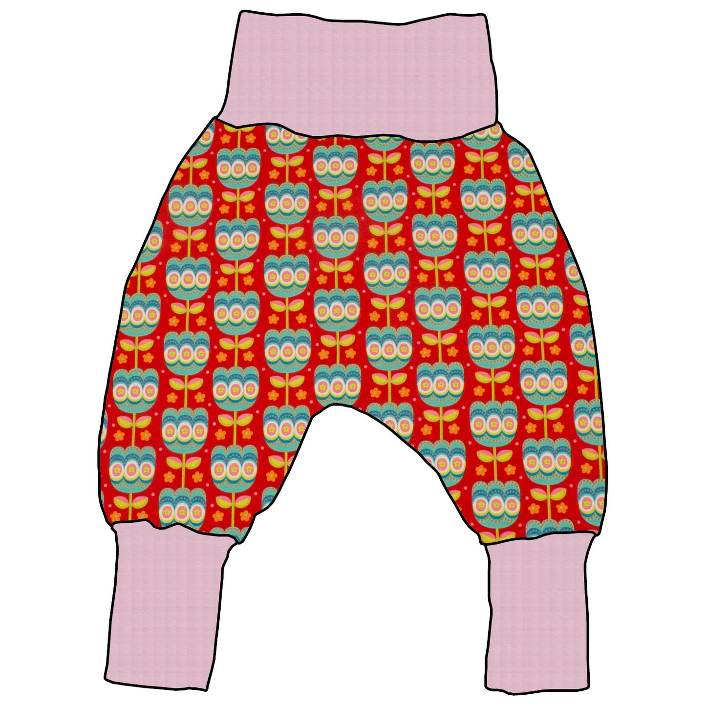 Kinder Mitwachshose Retro Tulpen rot