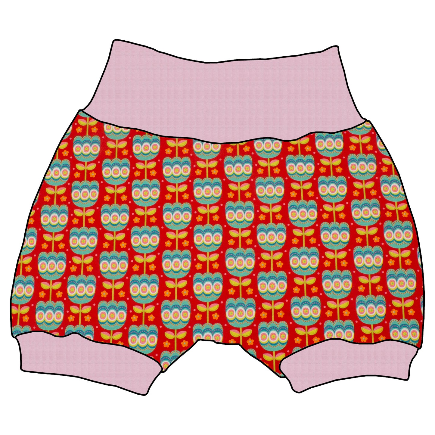 Kinder Shorts Retro Tulpen rot