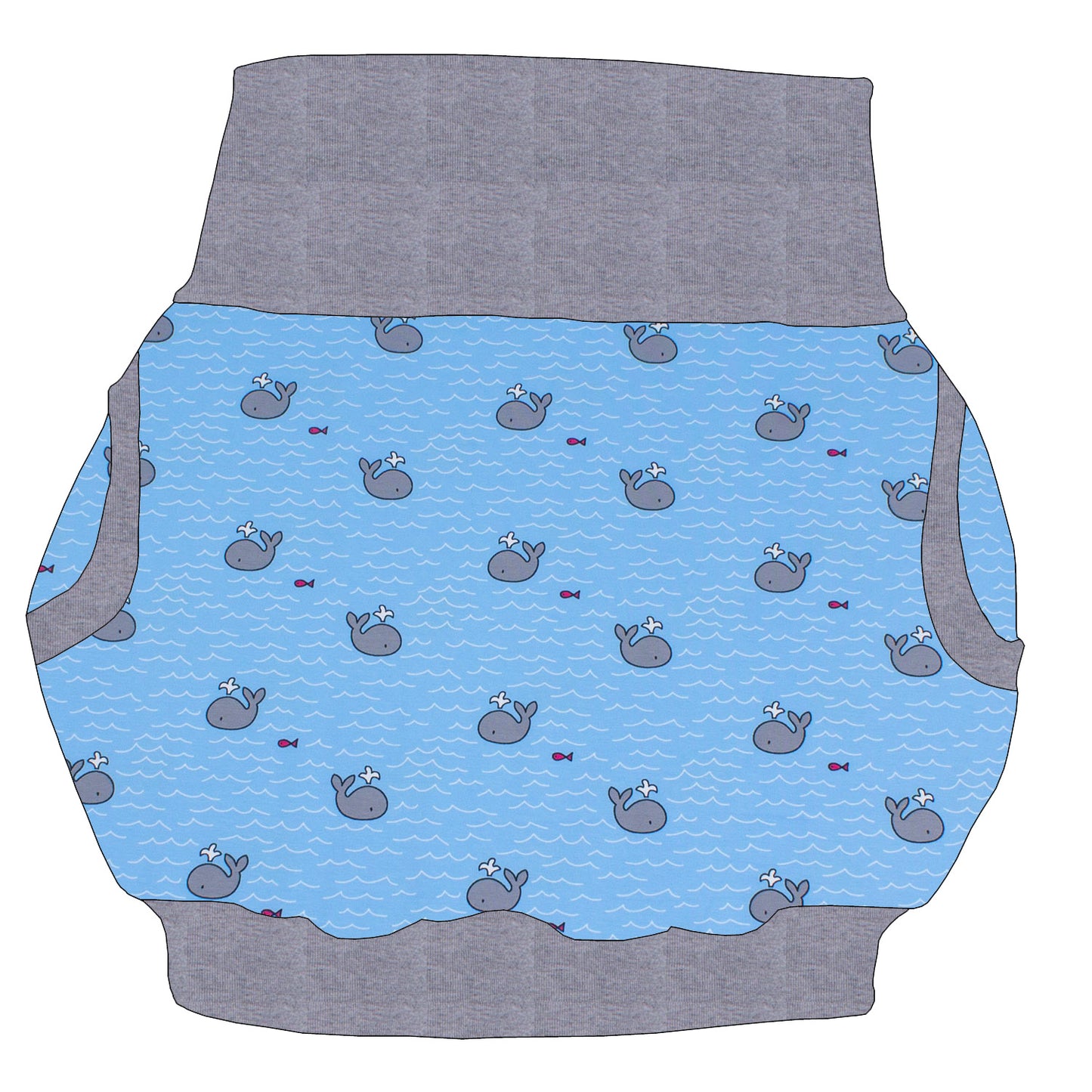 Damen Ballonrock Kleiner Wal hellblau