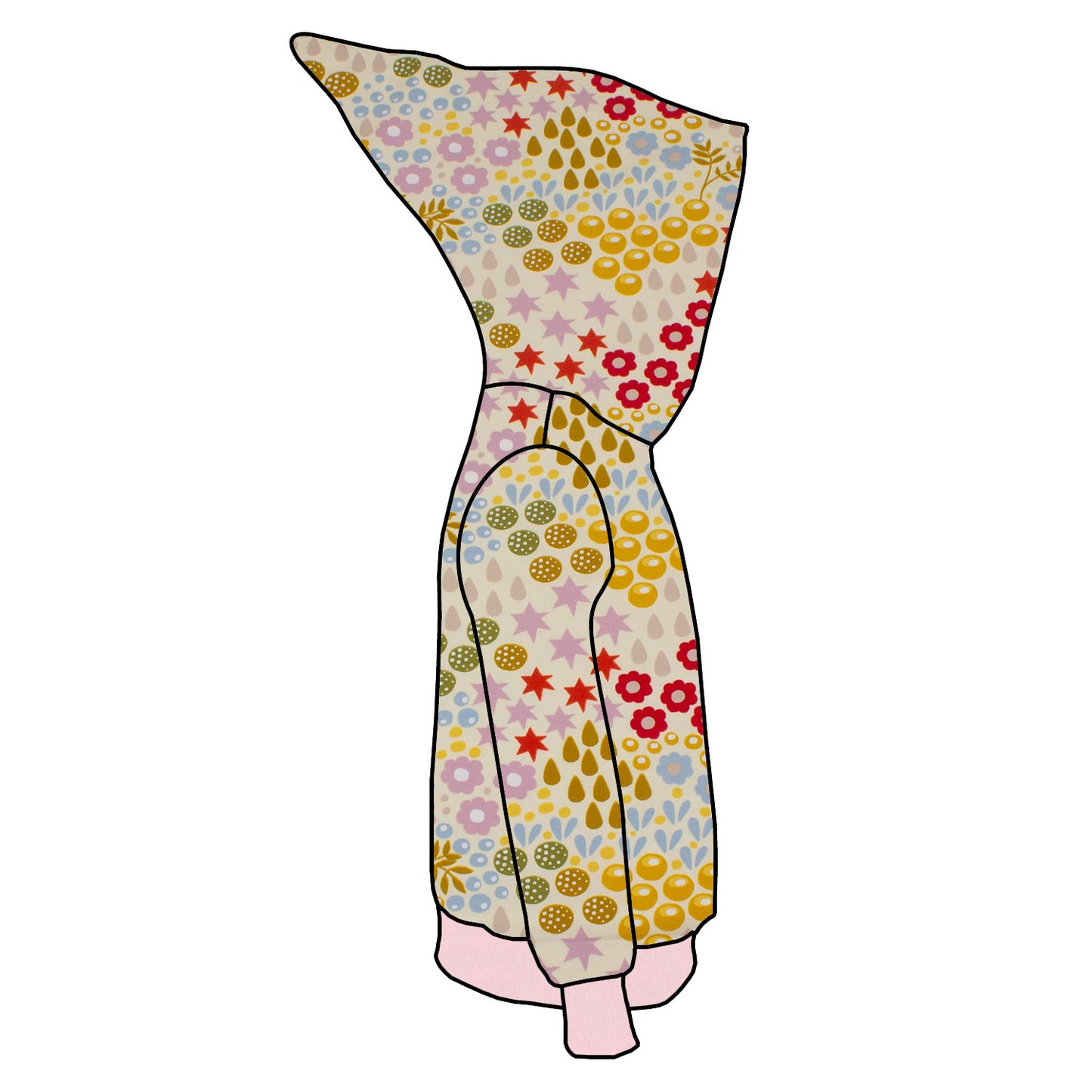 Kinder Zipfelhoodie Retro Blumenwiese creme