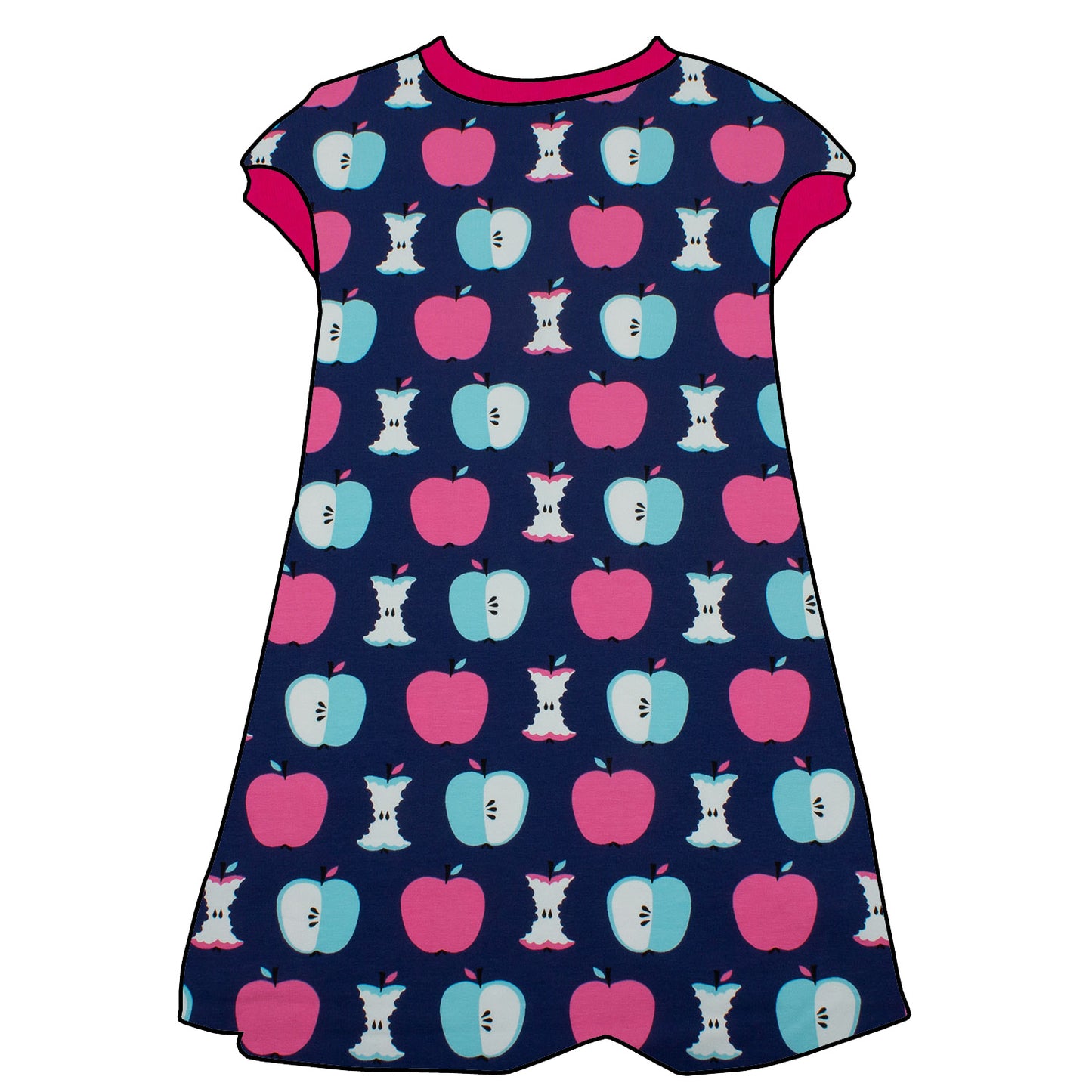 Kinder Tunikakleid / Kurzarmkleid Äpfel dunkelblau