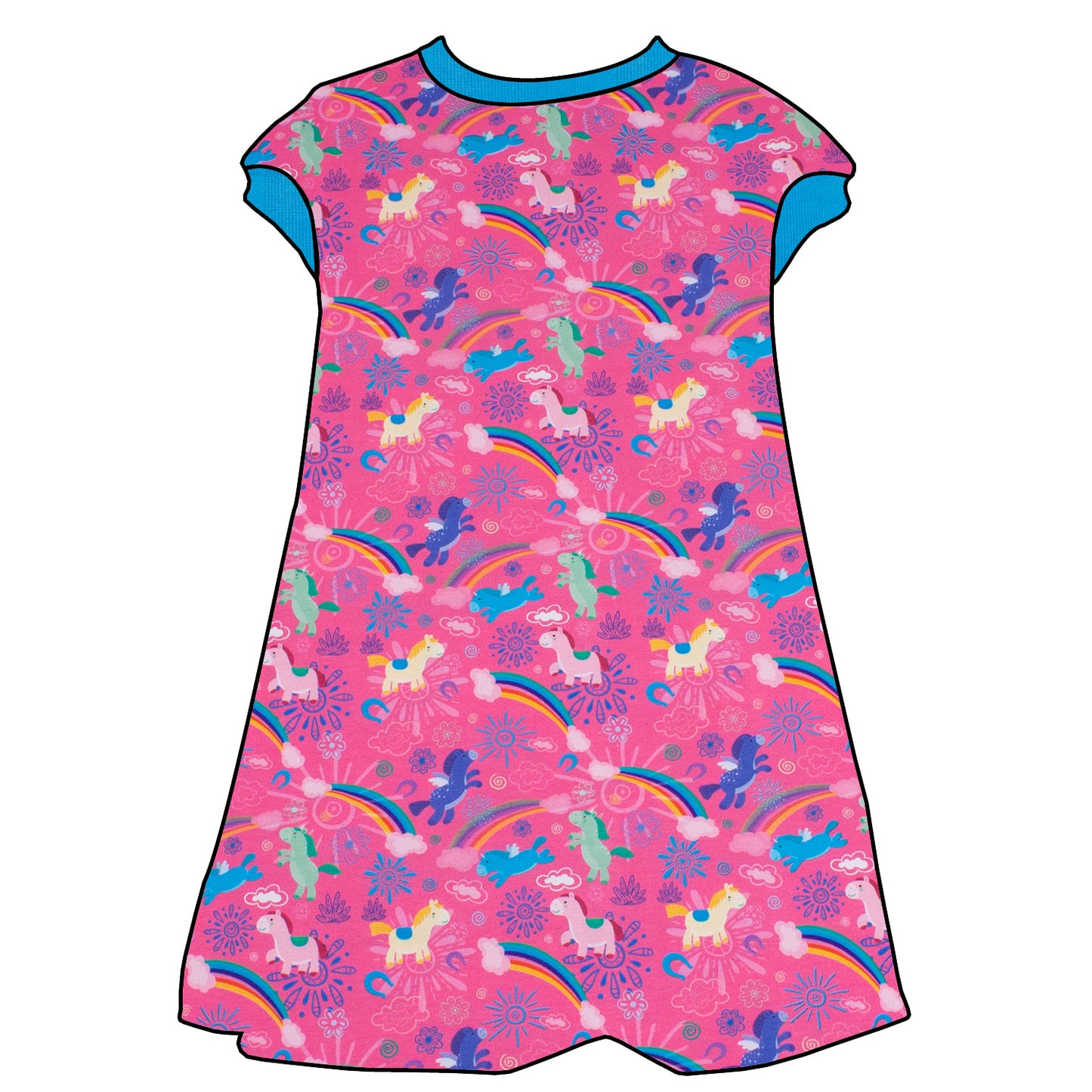 Kinder Tunikakleid / Kurzarmkleid Regenbogen Einhörner