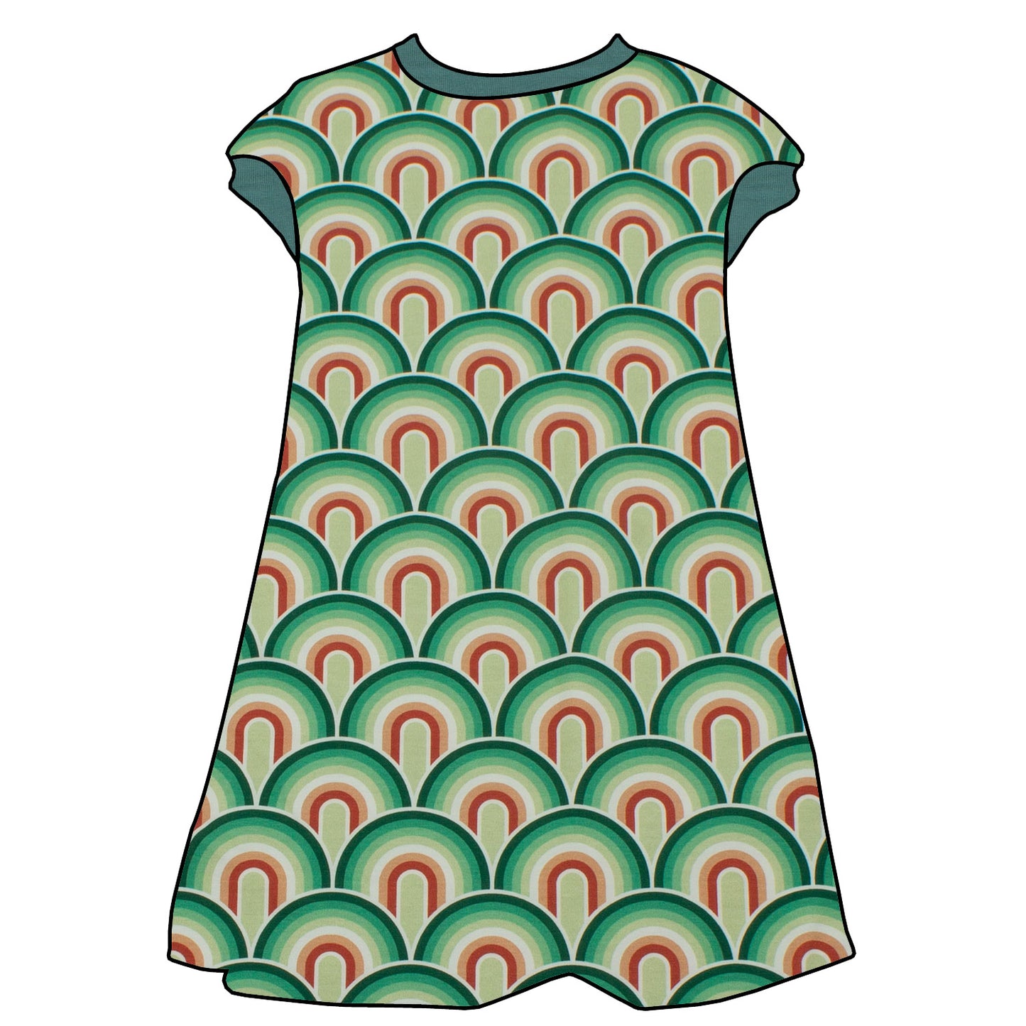 Kinder Tunikakleid / Kurzarmkleid Regenbogen grün