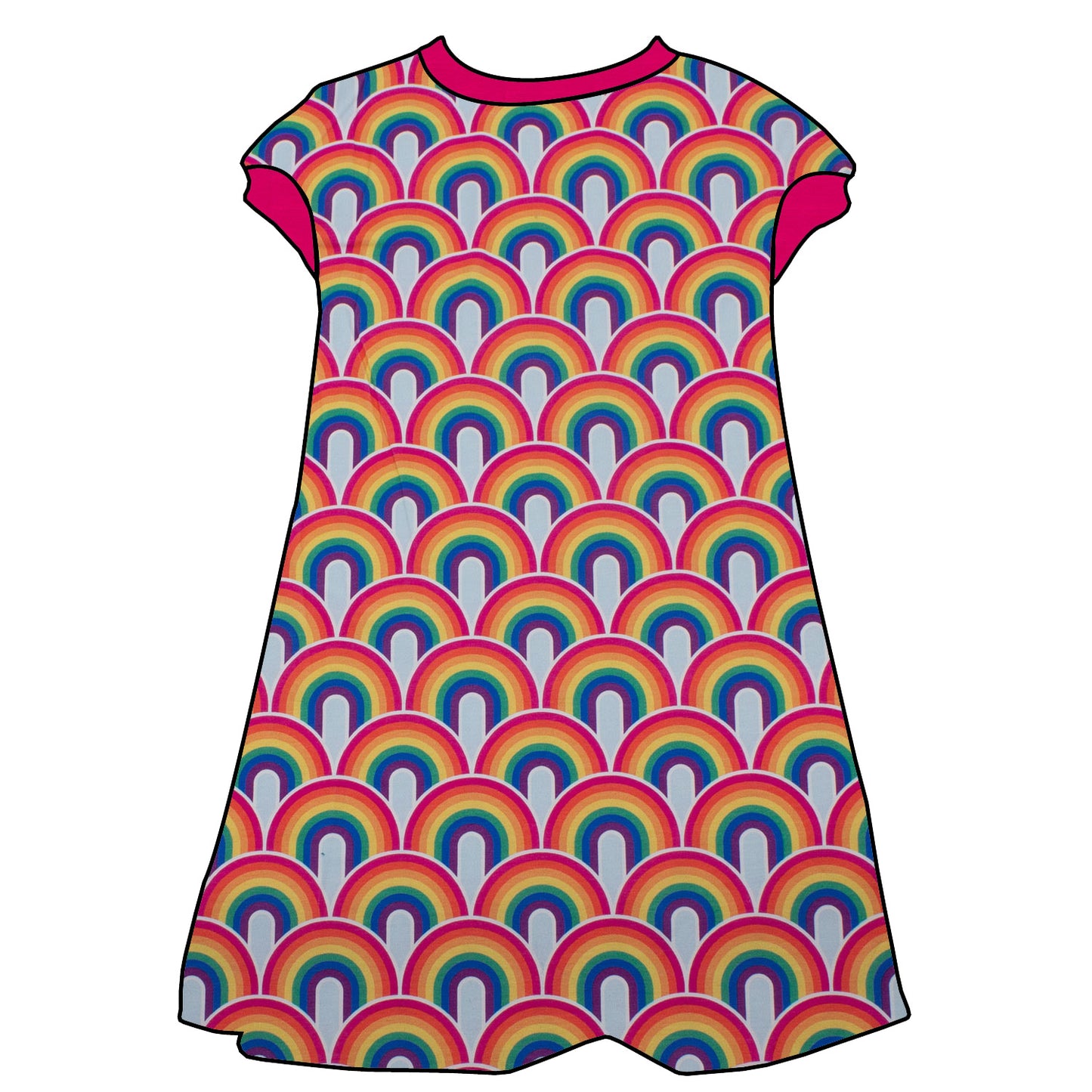 Kinder Tunikakleid / Kurzarmkleid Regenbogen bunt