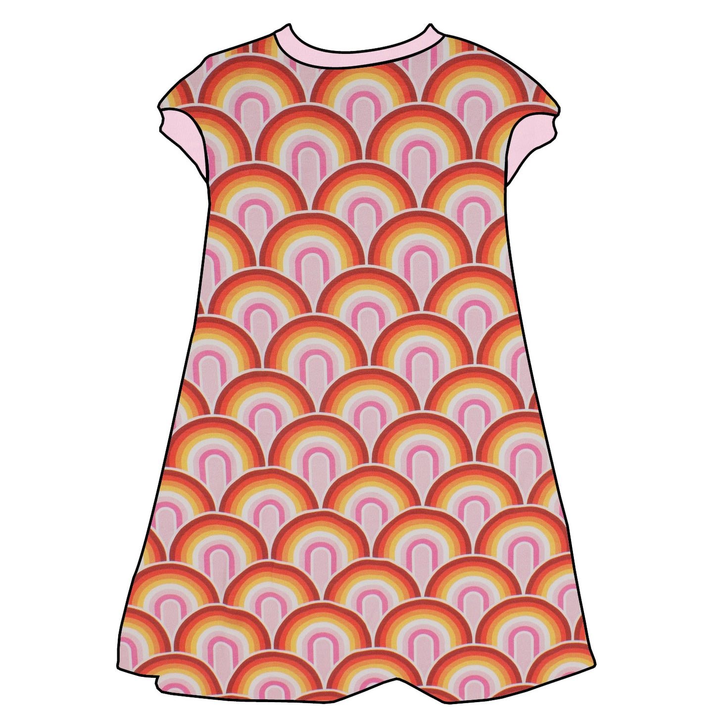 Kinder Tunikakleid / Kurzarmkleid Regenbogen rosa