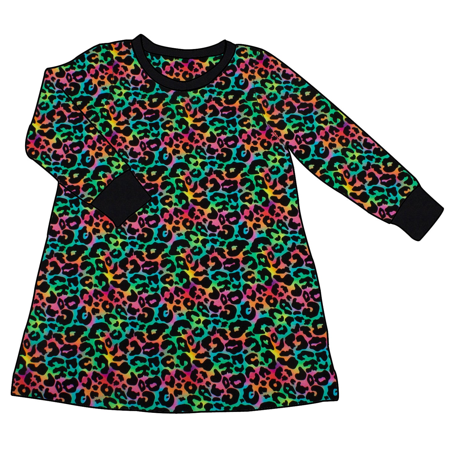 Kinder Basic Langarmkleid Leo Regenbogenfarben