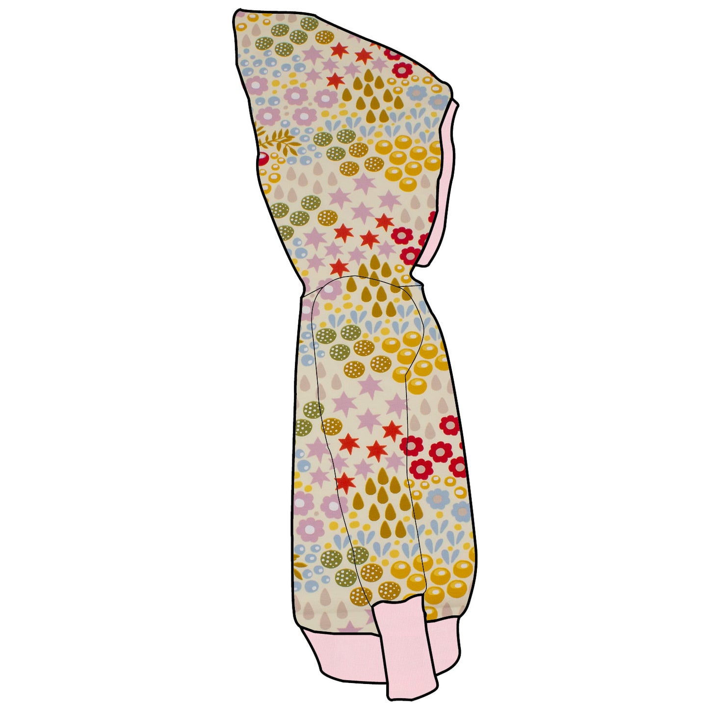 Kinder Retrohoodie Retro Blumenwiese creme