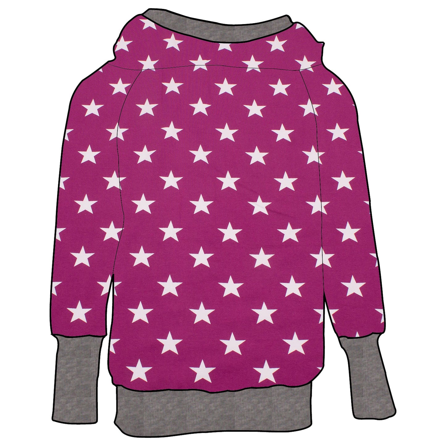 Damen Retrohoodie Sterne beere