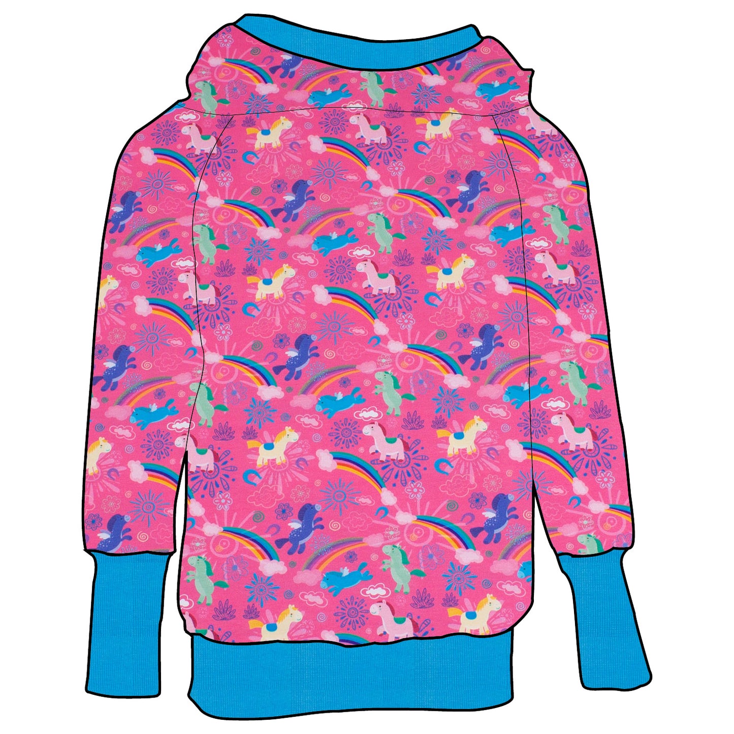 Damen Retrohoodie Regenbogen Einhörner