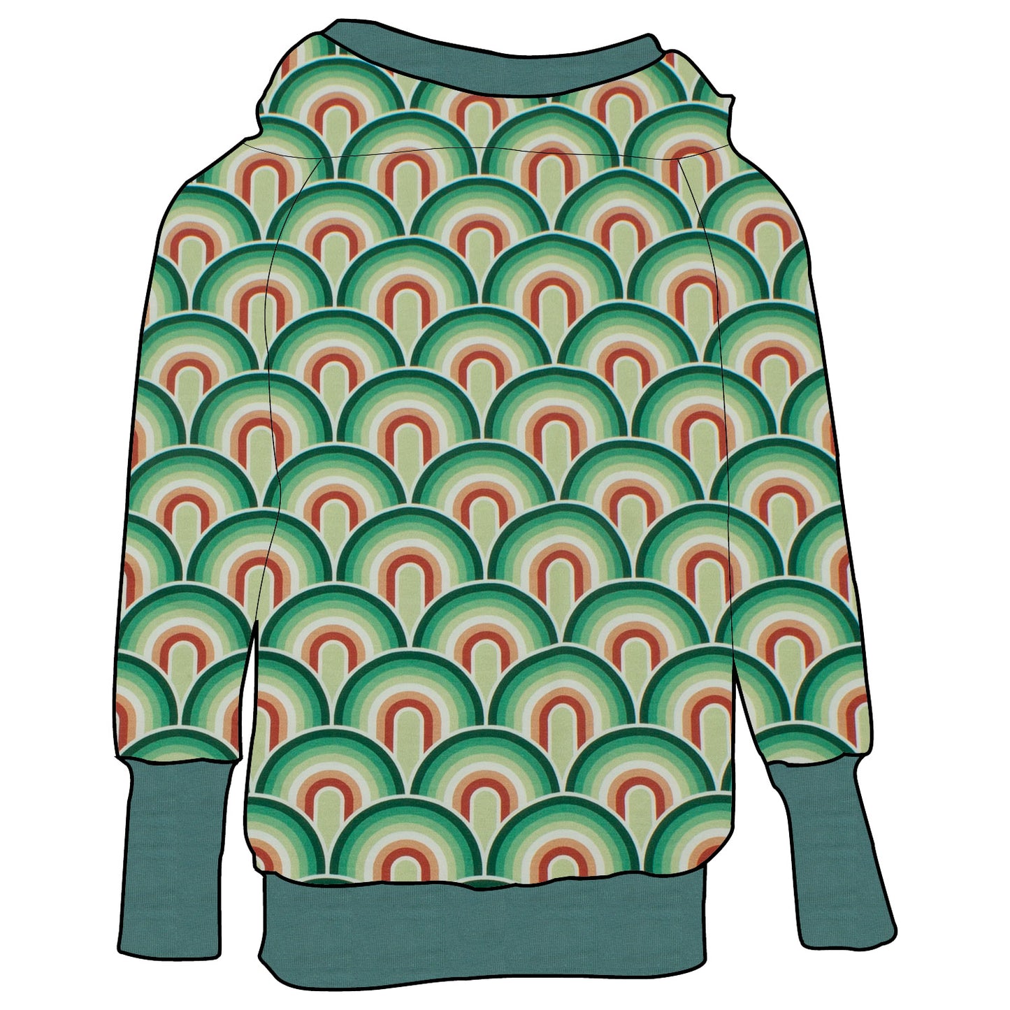 Kinder Retrohoodie Regenbogen grün
