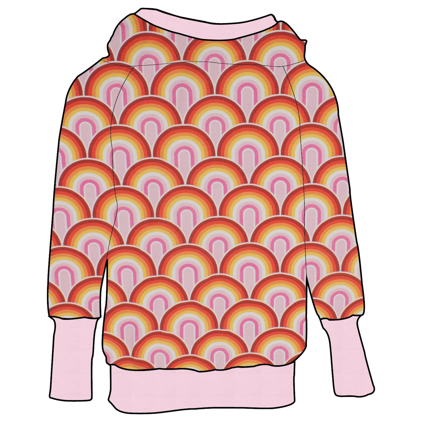 Damen Retrohoodie Regenbogen rosa