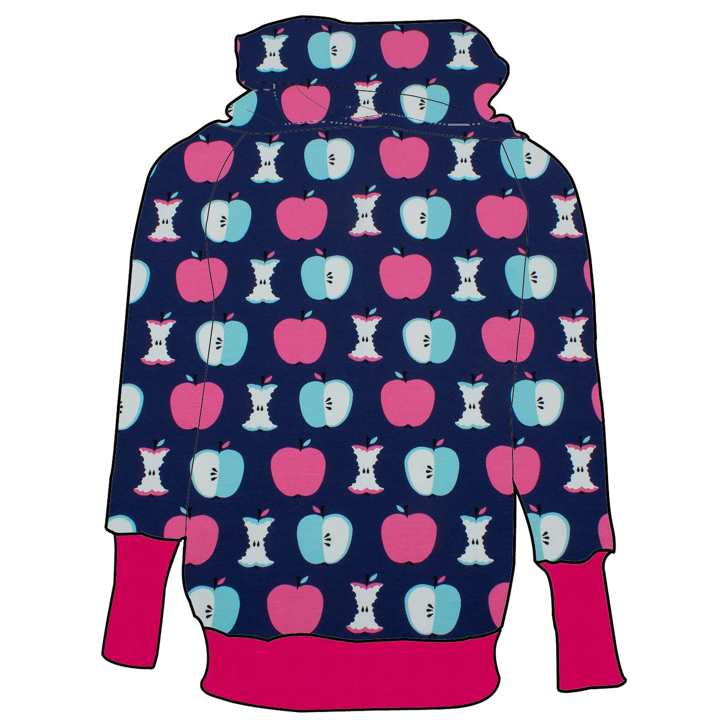 Damen Retrohoodie Äpfel dunkelblau