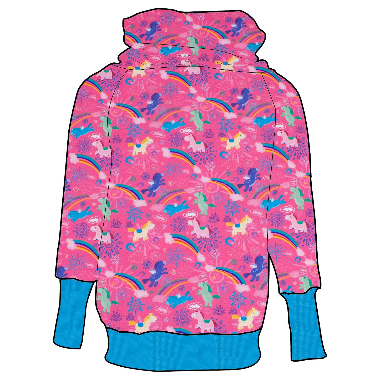 Damen Retrohoodie Regenbogen Einhörner