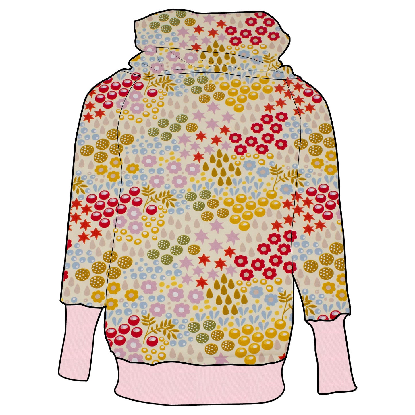 Kinder Retrohoodie Retro Blumenwiese creme