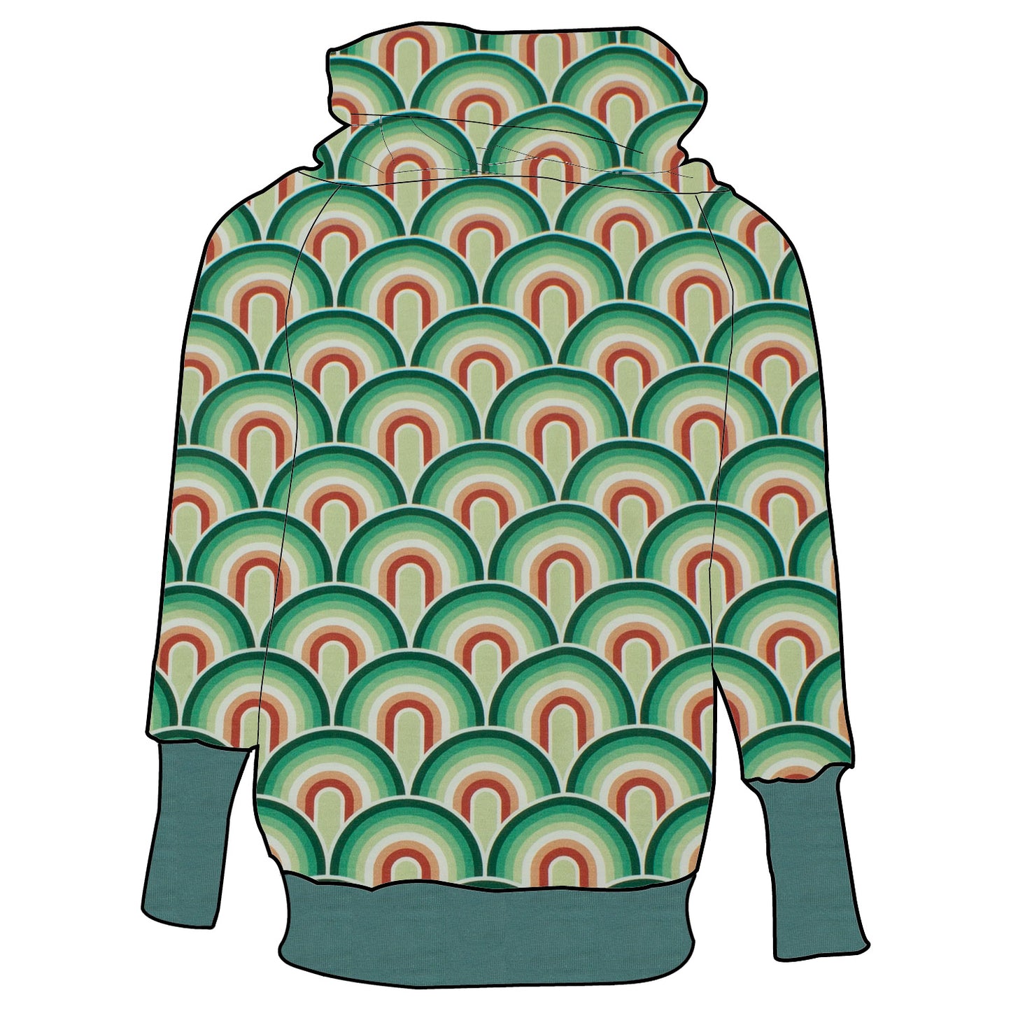 Kinder Retrohoodie Regenbogen grün
