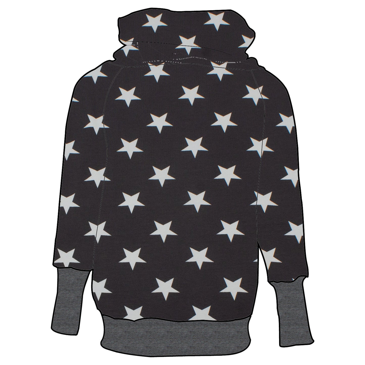 Damen Retrohoodie Sterne grau