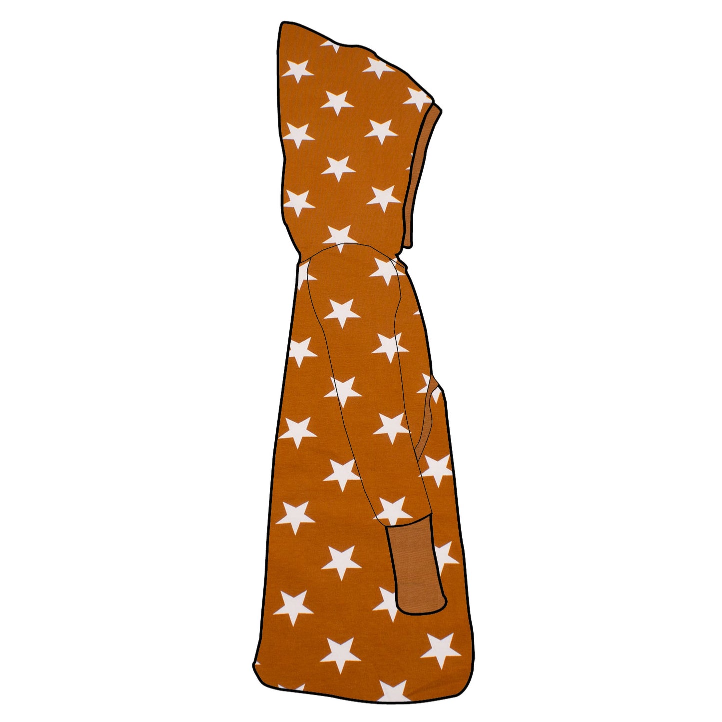 Kinder Retrokleid Hoodiekleid Sterne ocker