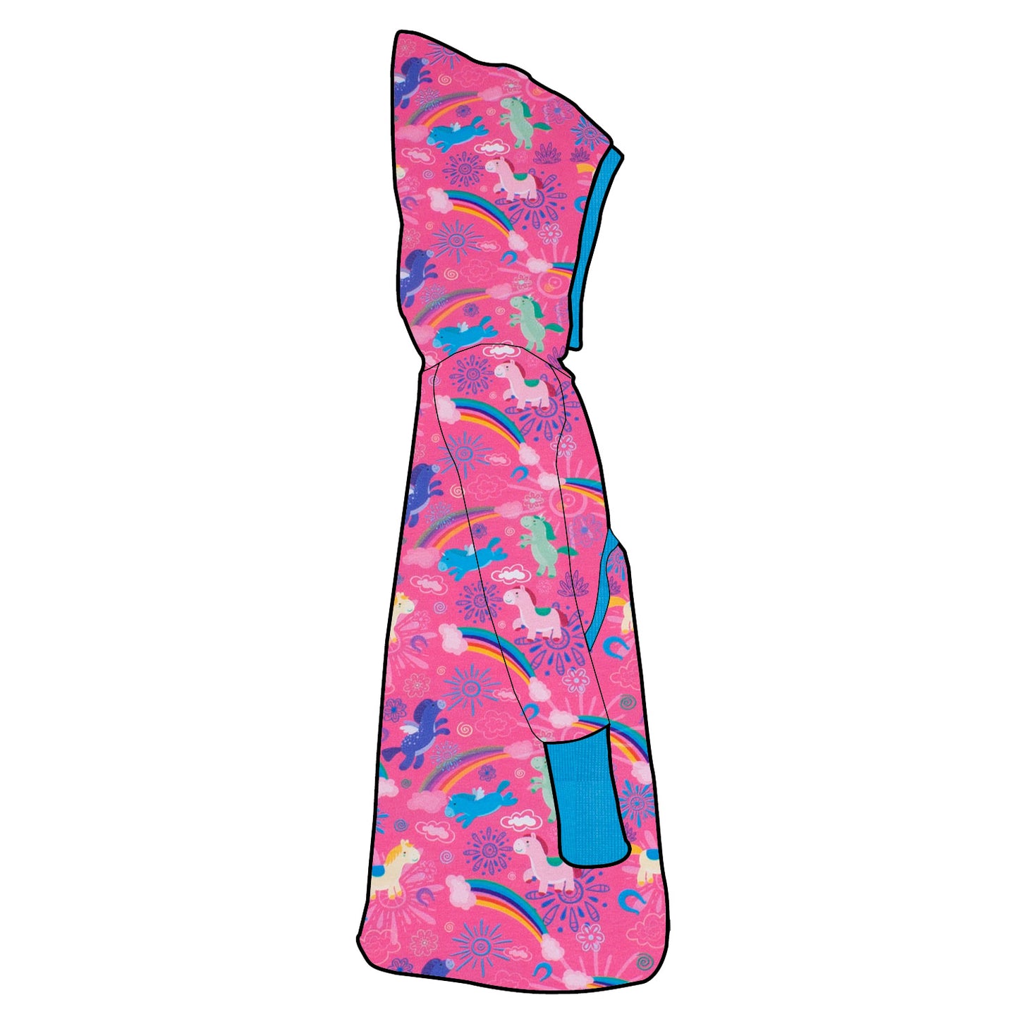 Damen Retrokleid Hoodiekleid Regenbogen Einhörner
