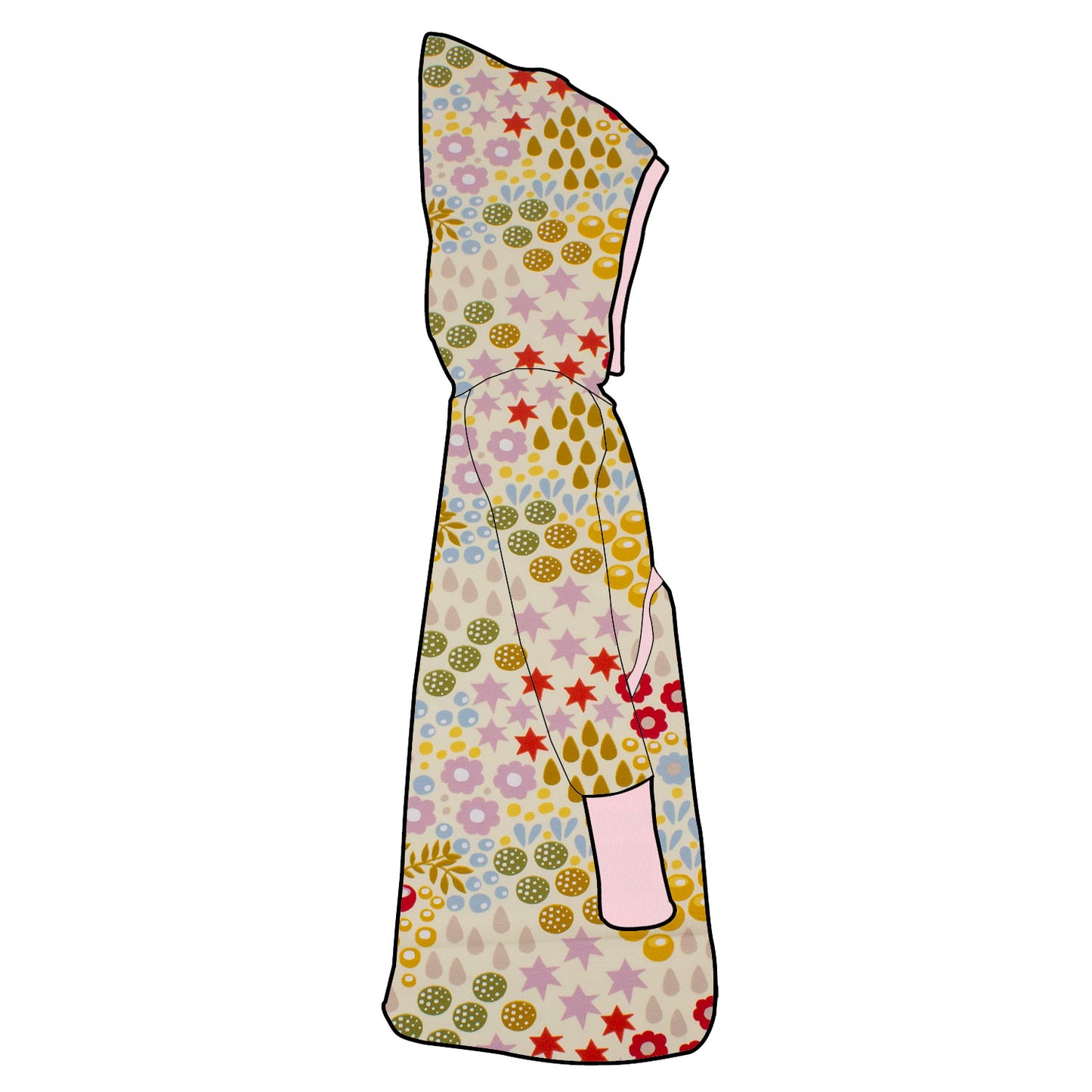 Kinder Retrokleid Hoodiekleid Retro Blumenwiese creme
