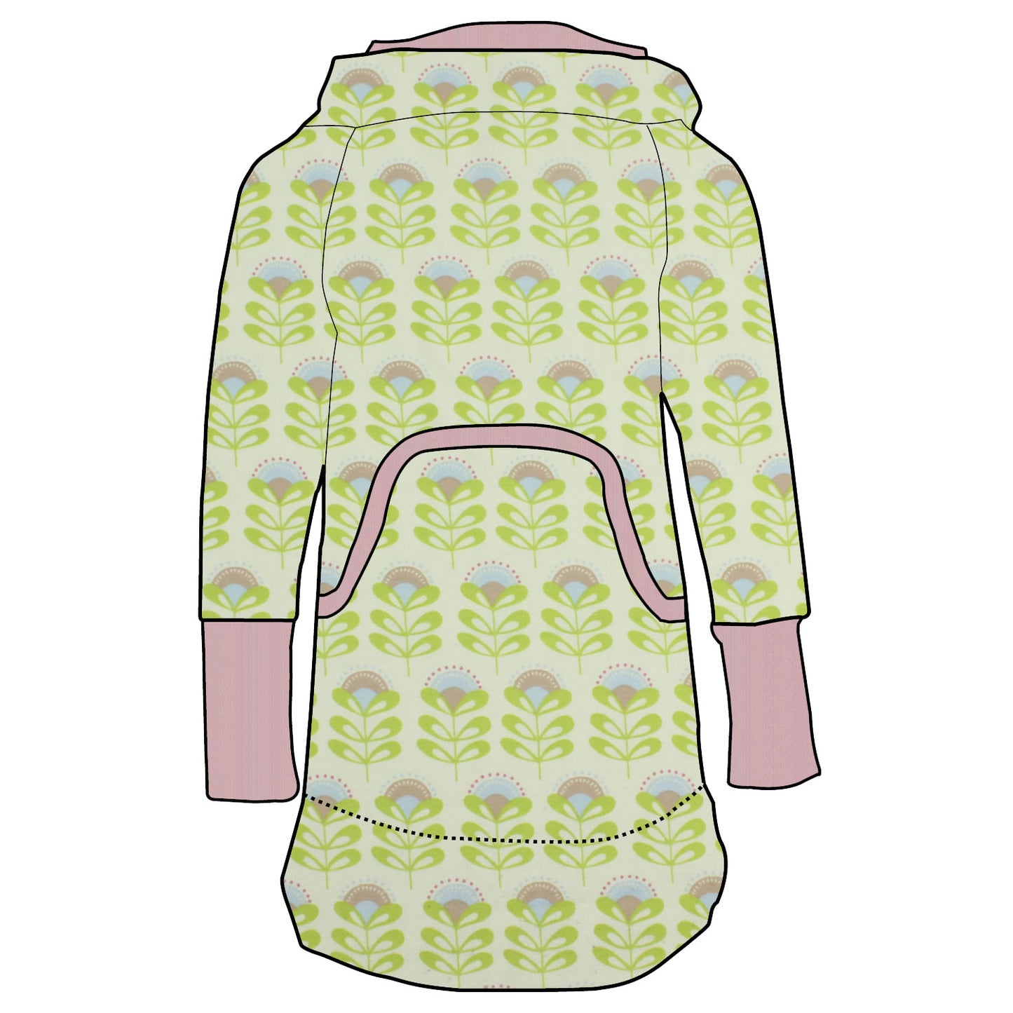 Kinder Retrokleid Hoodiekleid Kleine Blumen