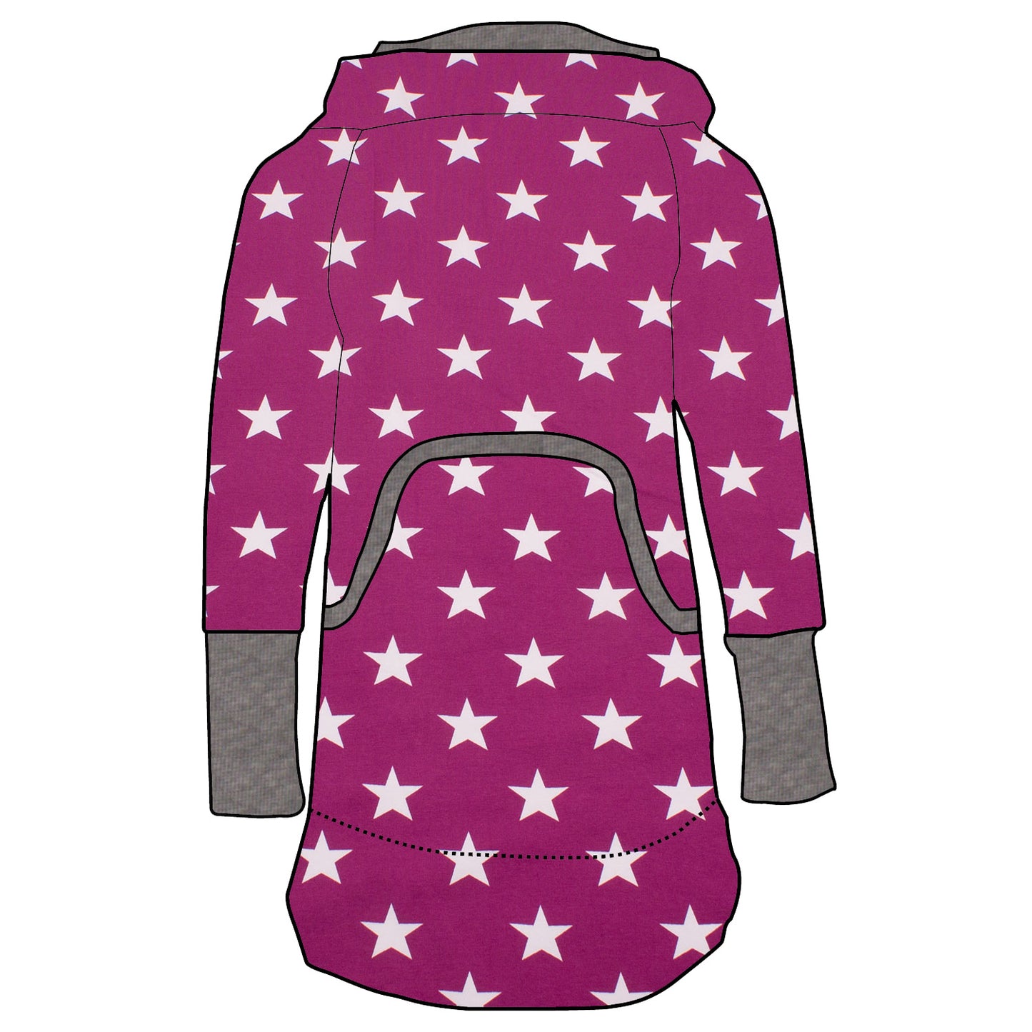 Kinder Retrokleid Hoodiekleid Sterne beere