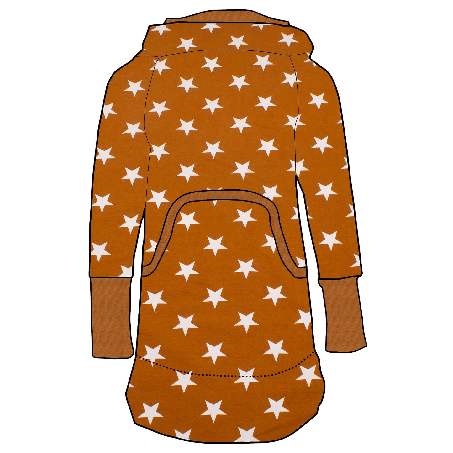 Kinder Retrokleid Hoodiekleid Sterne ocker