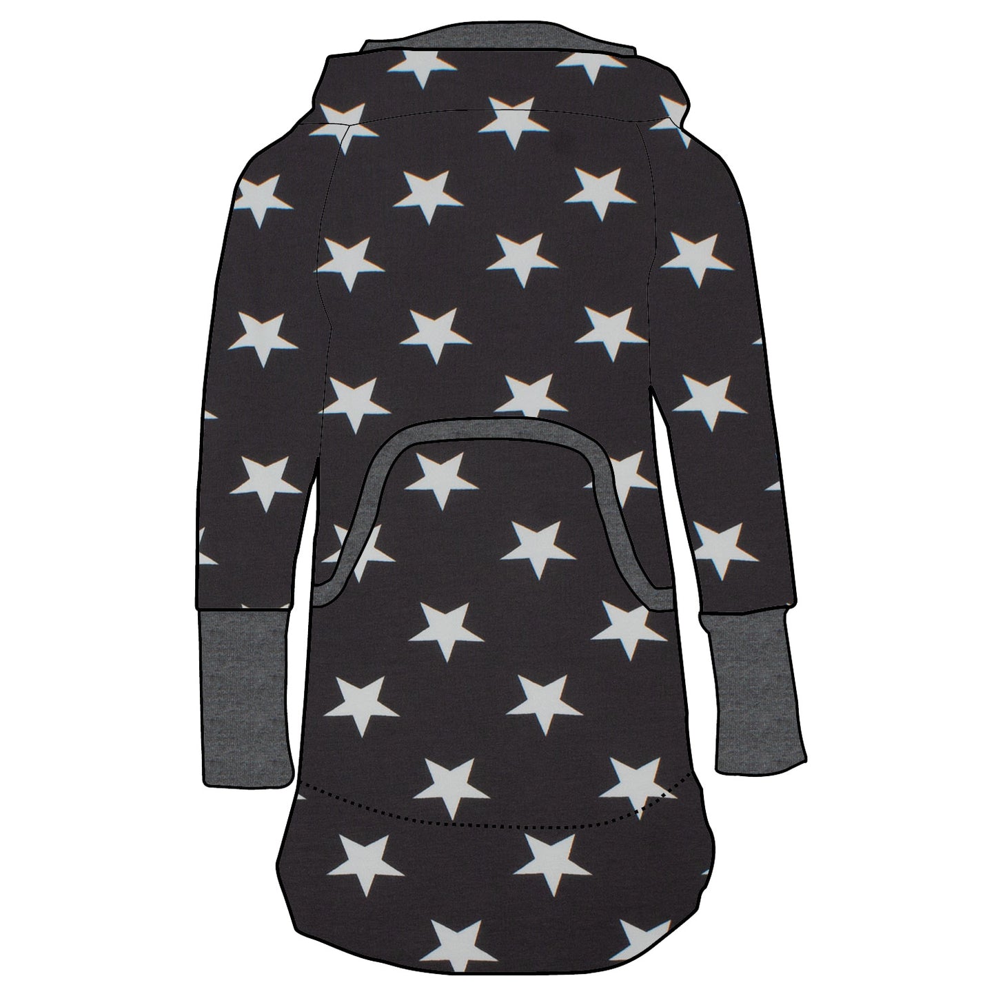 Kinder Retrokleid Hoodiekleid Sterne grau