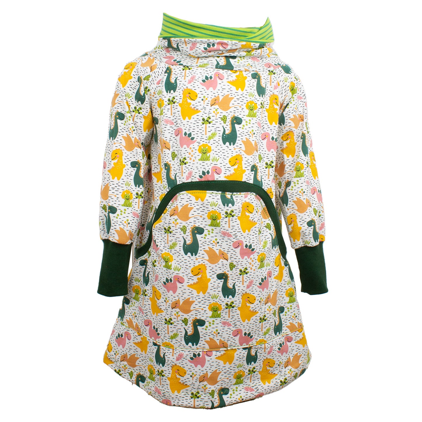 Kinder Retrokleid Hoodiekleid Dinoland Rosa
