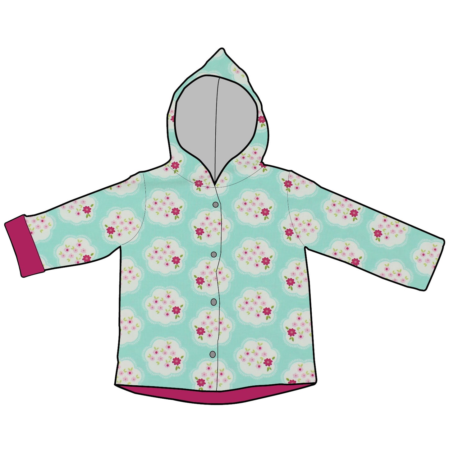 Kinder Wendejacke Übergangsjacke Blümchen