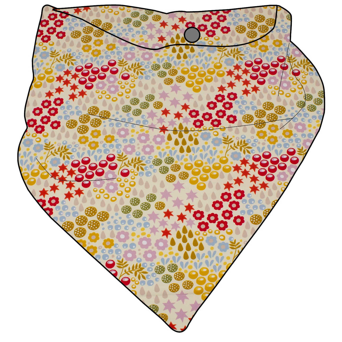 Kinder Mini Halstuch zum knöpfen Retro Blumenwiese creme
