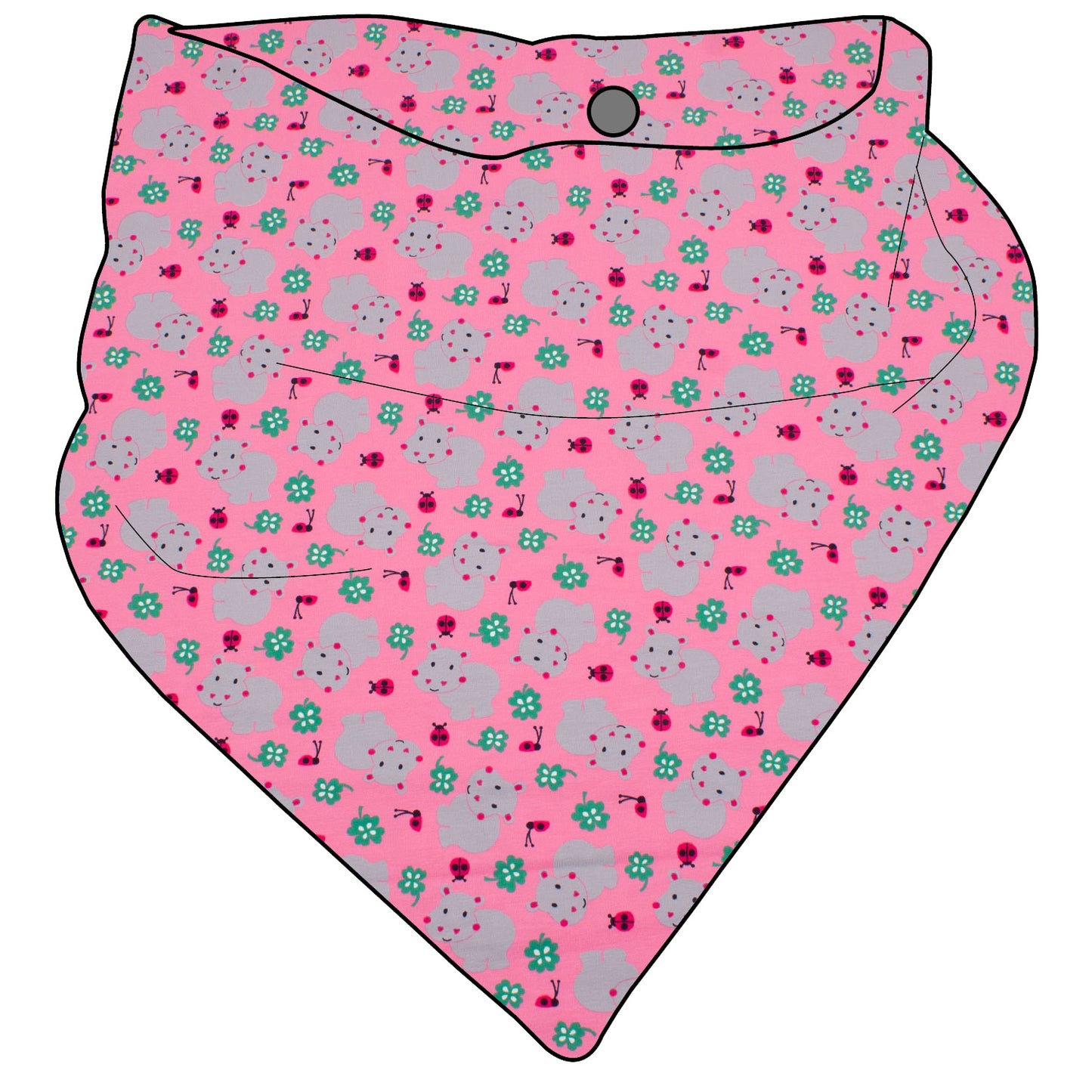 Kinder Mini Halstuch zum knöpfen Nilpferd rosa