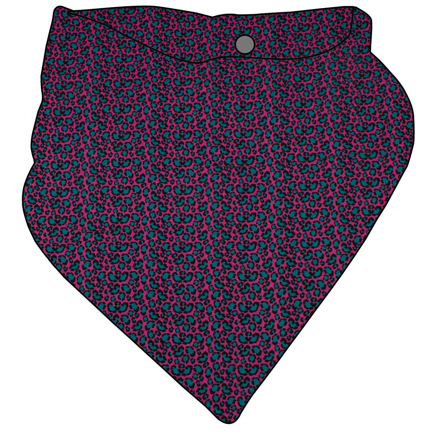 Kinder Mini Halstuch zum knöpfen Musselin Leopard pink/türkis
