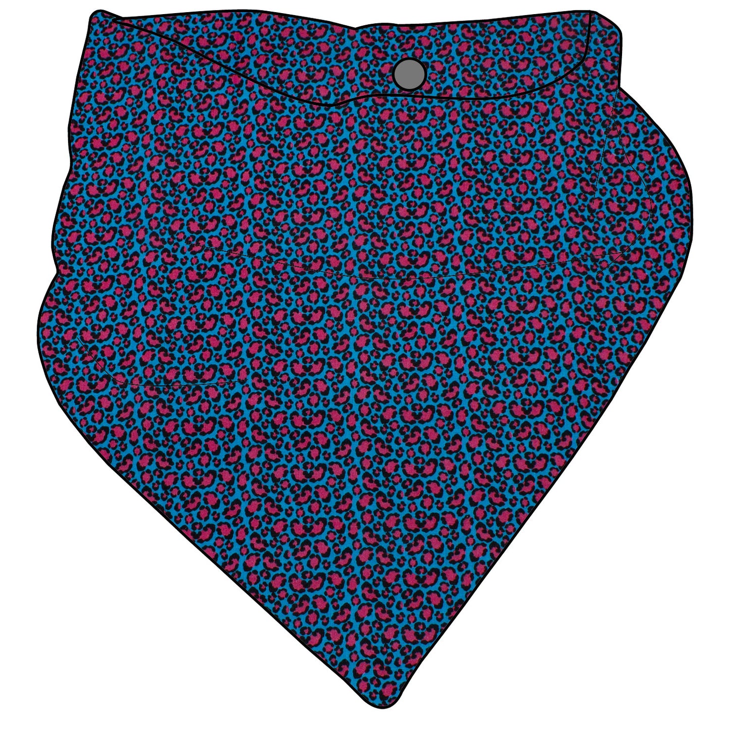 Kinder Mini Halstuch zum knöpfen Musselin Leopard blau/pink
