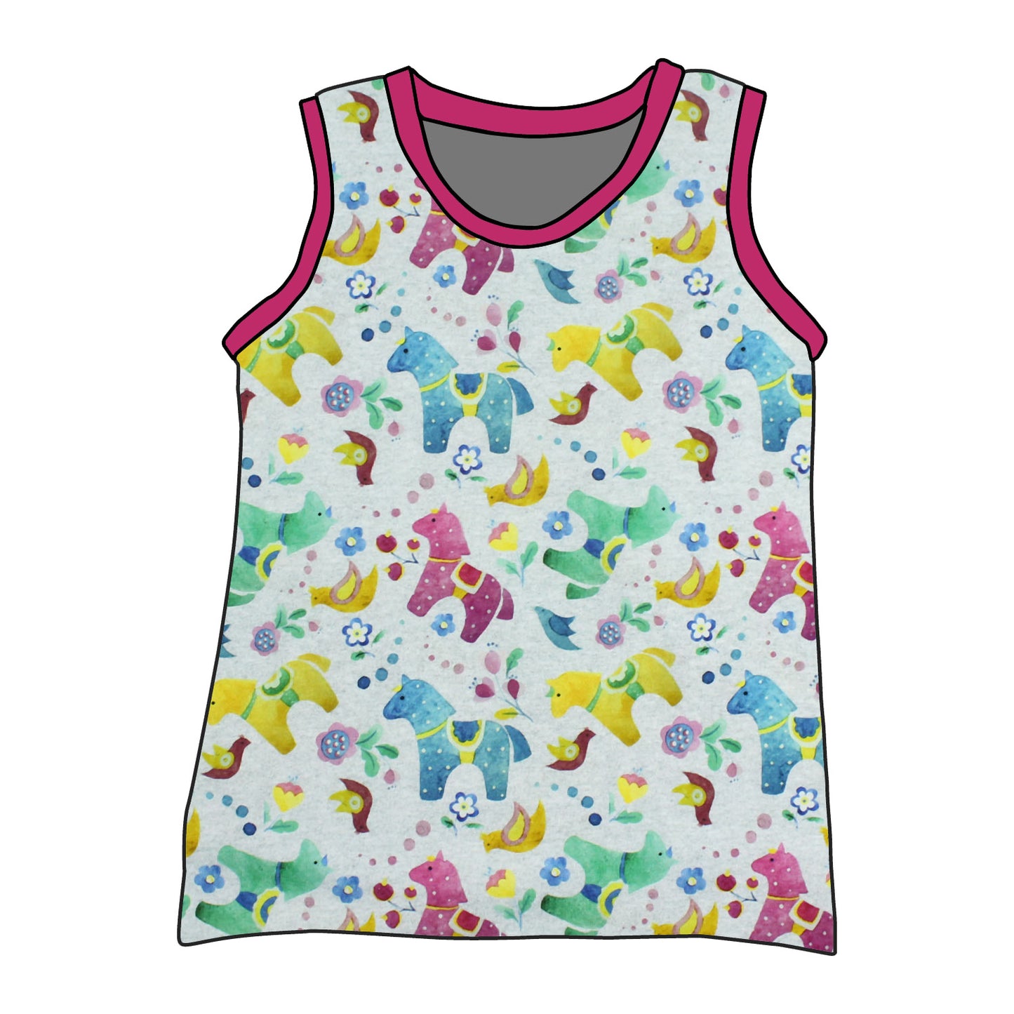 Kinder Unterhemd / Tanktop Bunte Pferde
